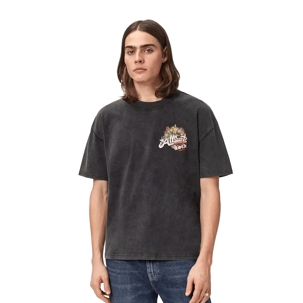 ALLSAINTS Roque Short Sleeve Oversized Crew Neck T-Shirt Washed Black