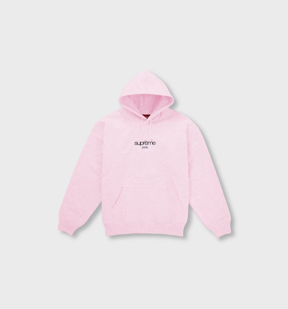 Supreme Classic Logo Shop Hooded Sweatshirt Light Pink