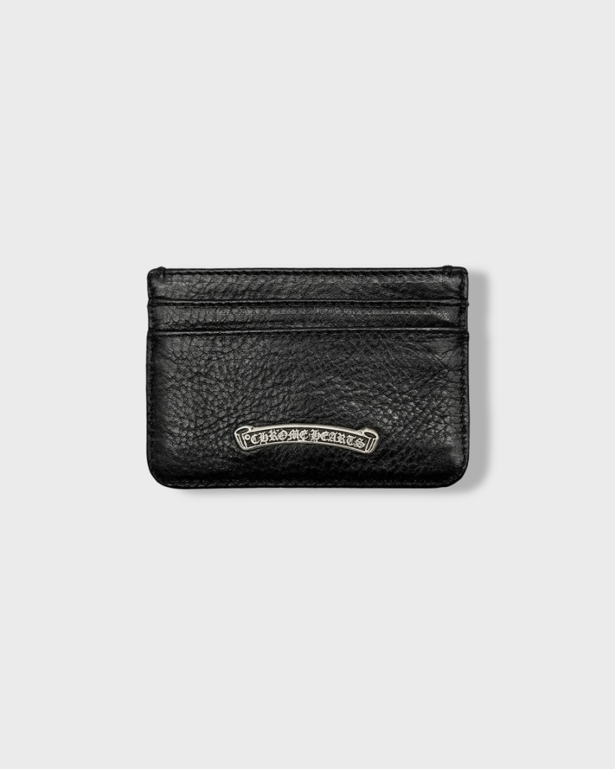 Chrome Hearts Silver Logo Embellished Leather Card Holder