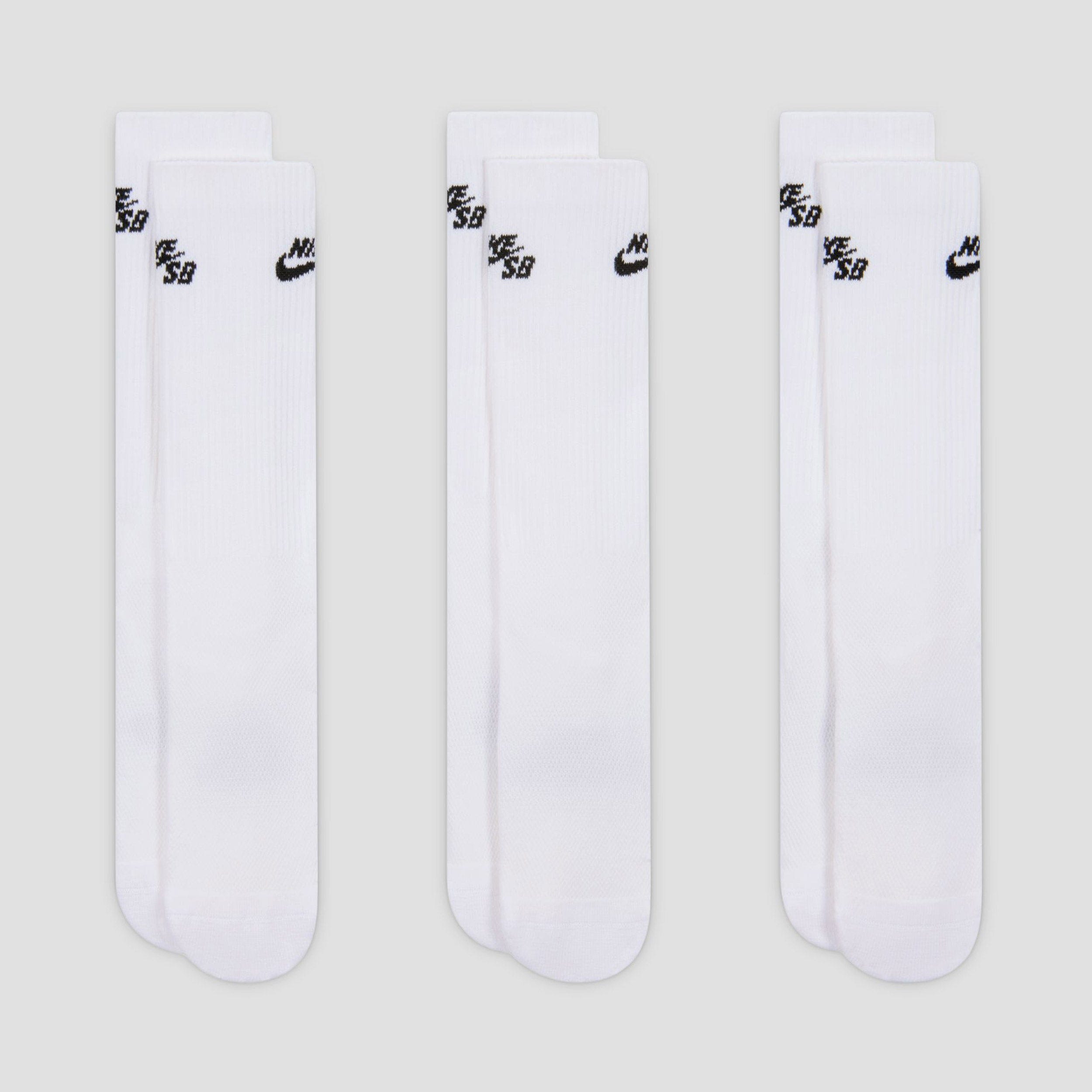 Nike SB Everyday Elevated Crew Socks 3 Pairs White