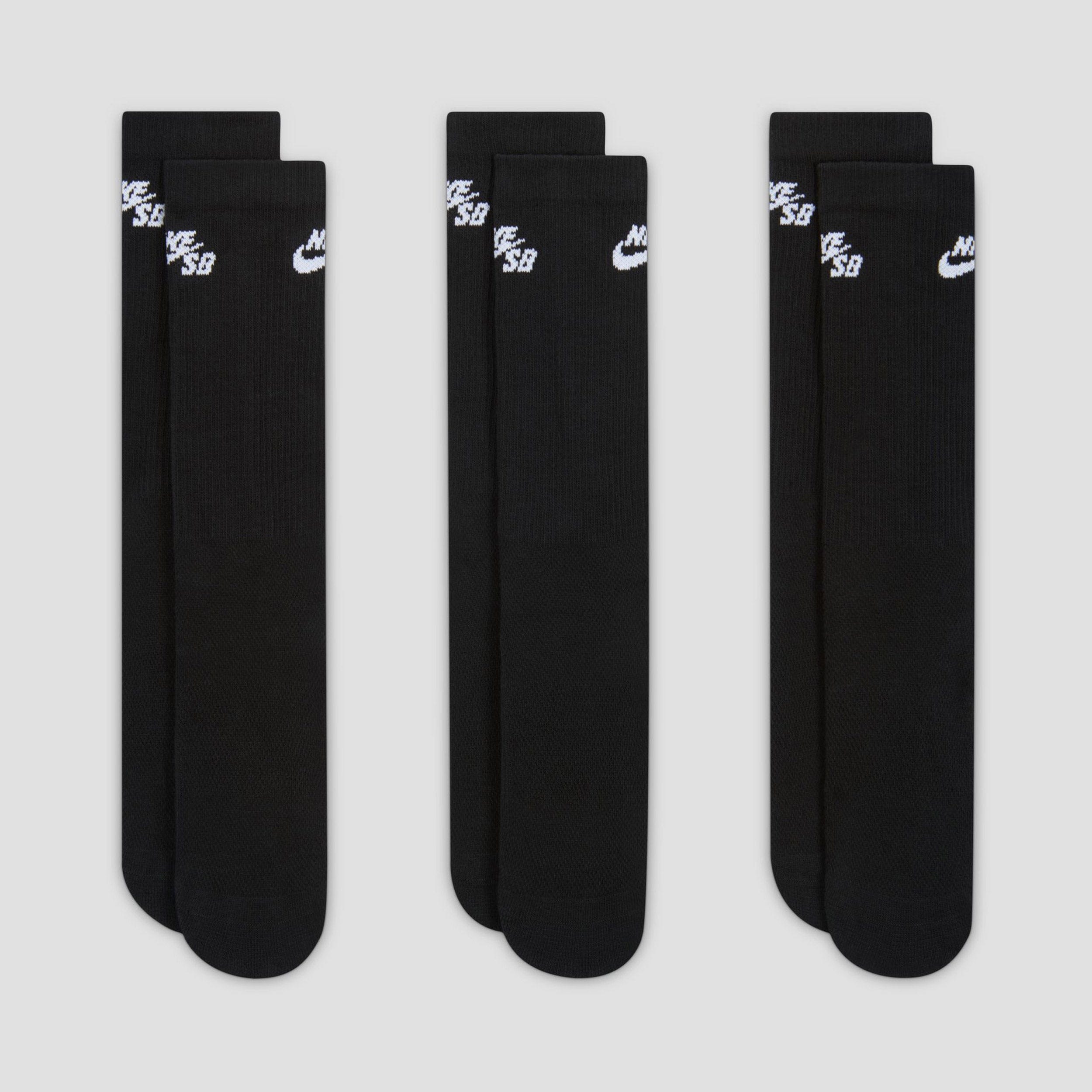 Nike SB Everyday Elevated Crew Socks 3 Pairs Black
