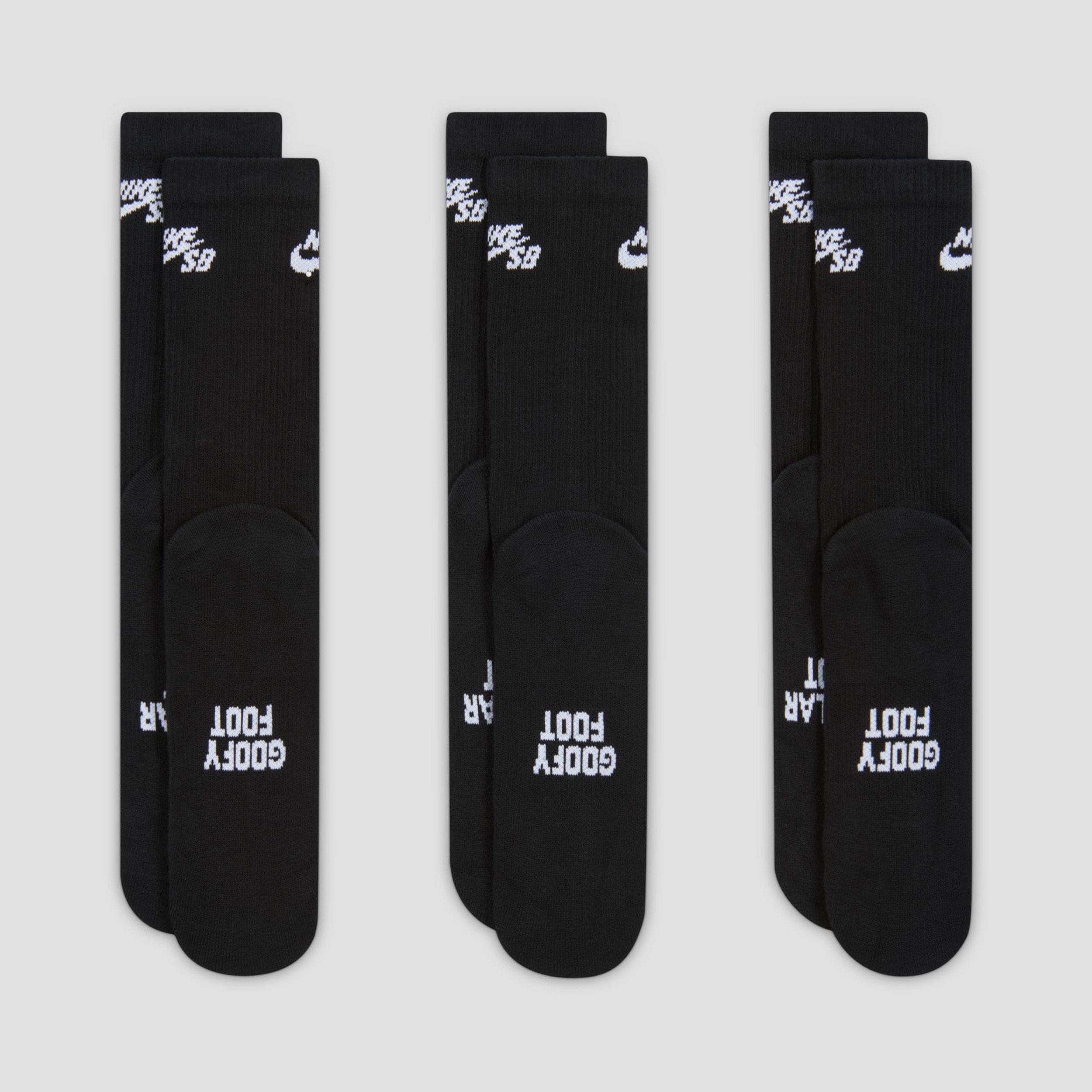 Nike SB Everyday Elevated Crew Socks 3 Pairs Black