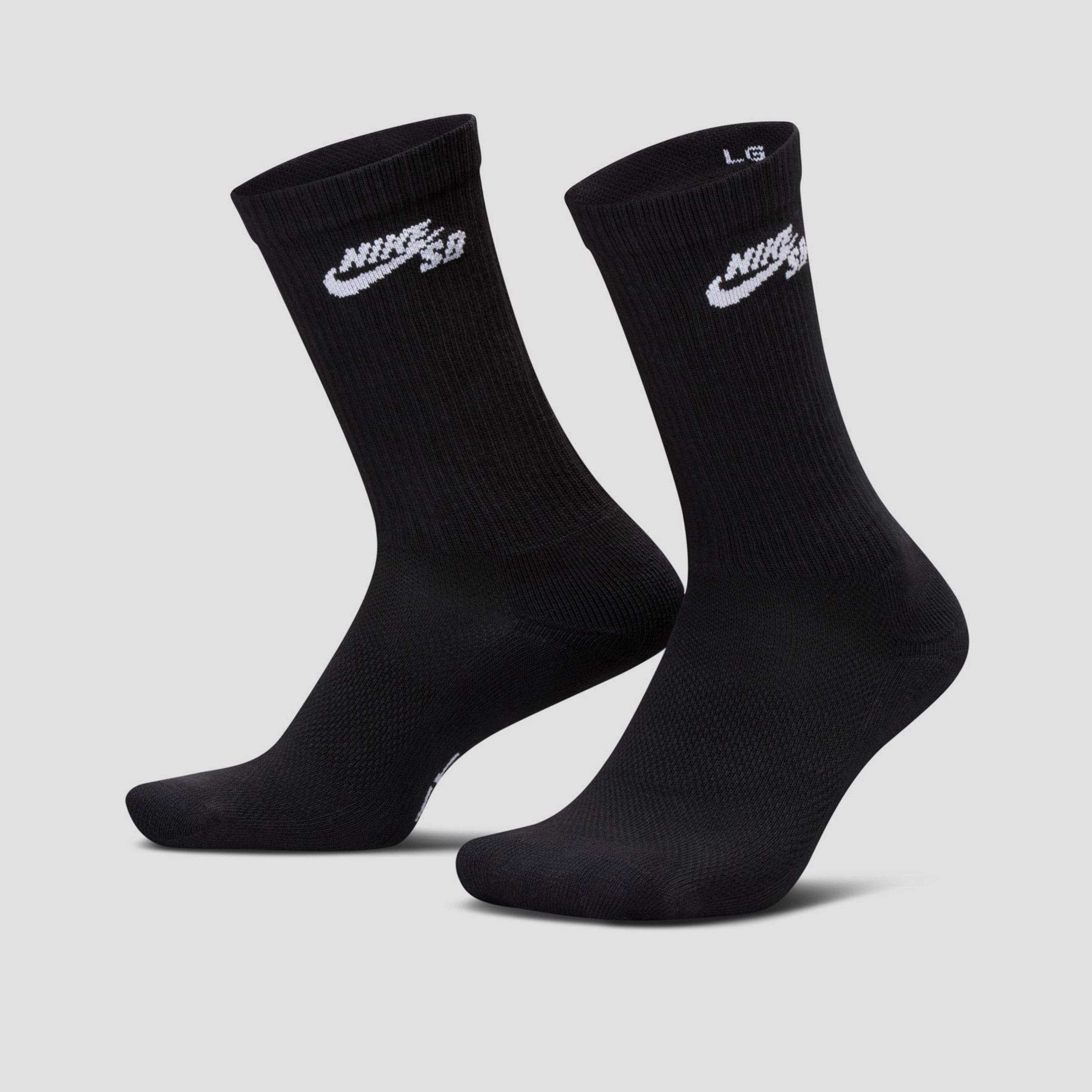 Nike SB Everyday Elevated Crew Socks 3 Pairs Black