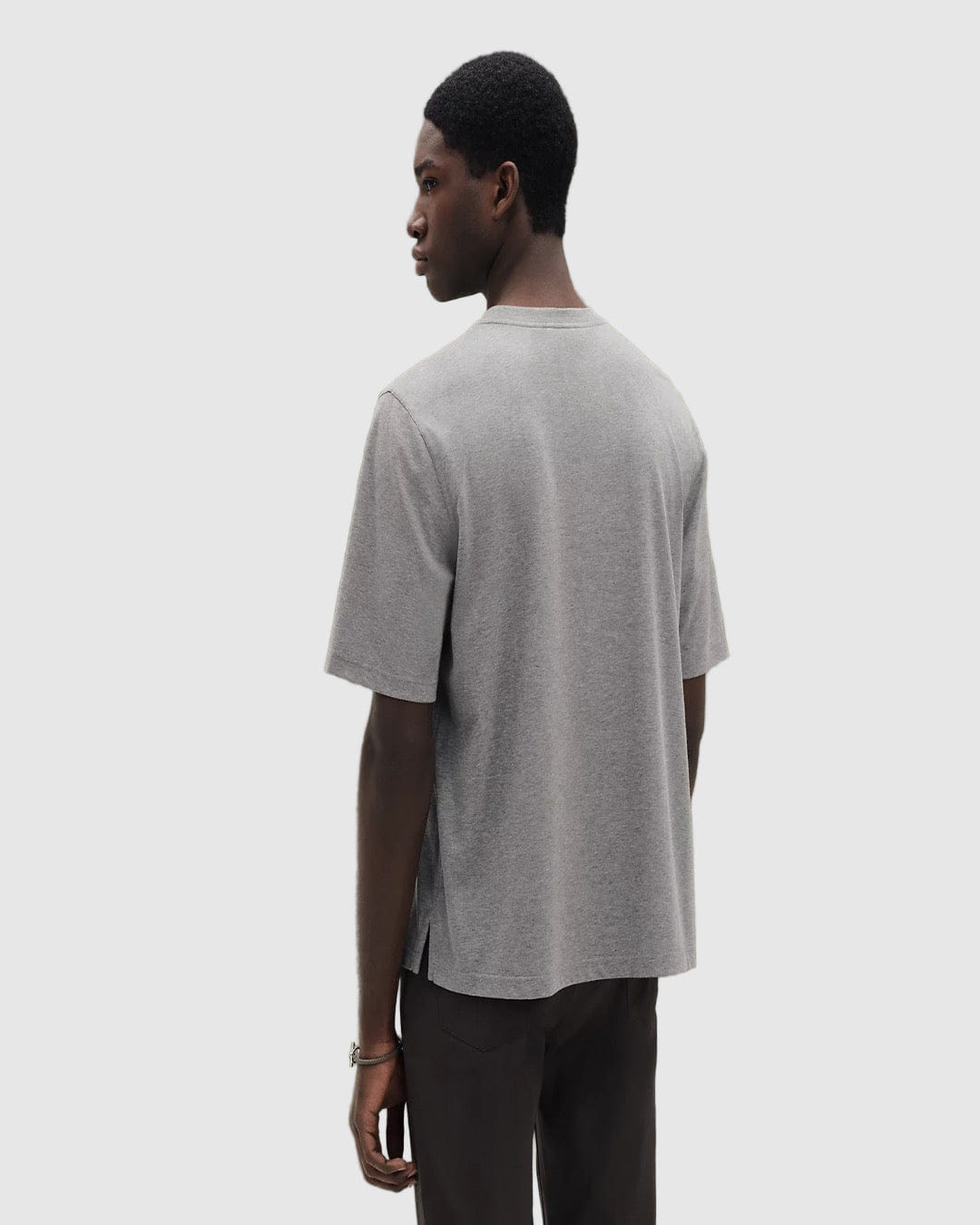 Hermes "H'Cheval" T-shirt with leather detail Gris