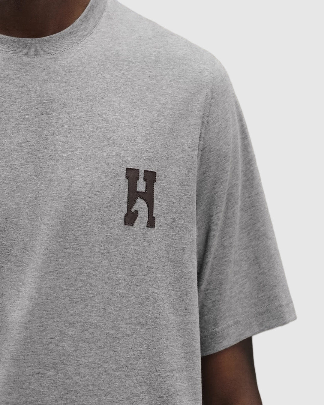 Hermes "H'Cheval" T-shirt with leather detail Gris