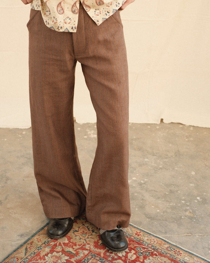 Kartik Research Flat Front Flare Trouser - Purple/ Brown