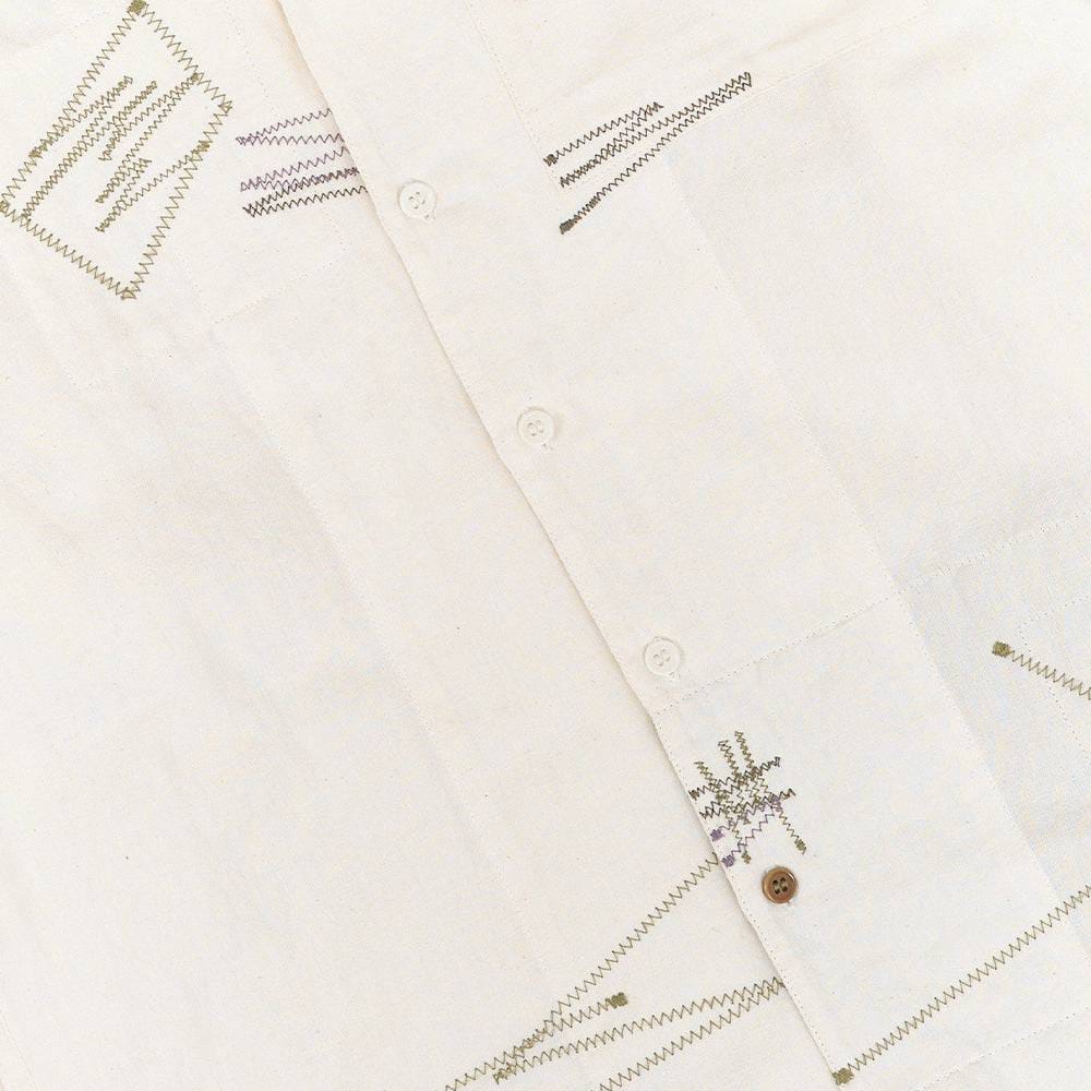 STORY mfg. Greetings Shirt LS - Ecru Zigzag