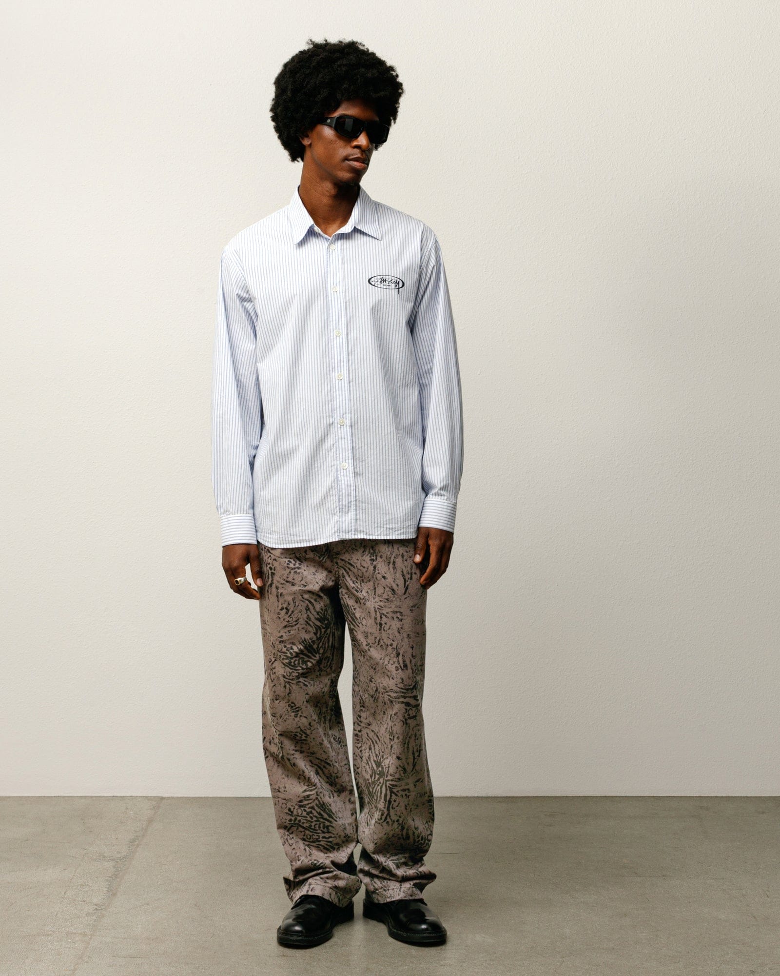 Stüssy Standard Logo Shirt - Blue Stripe