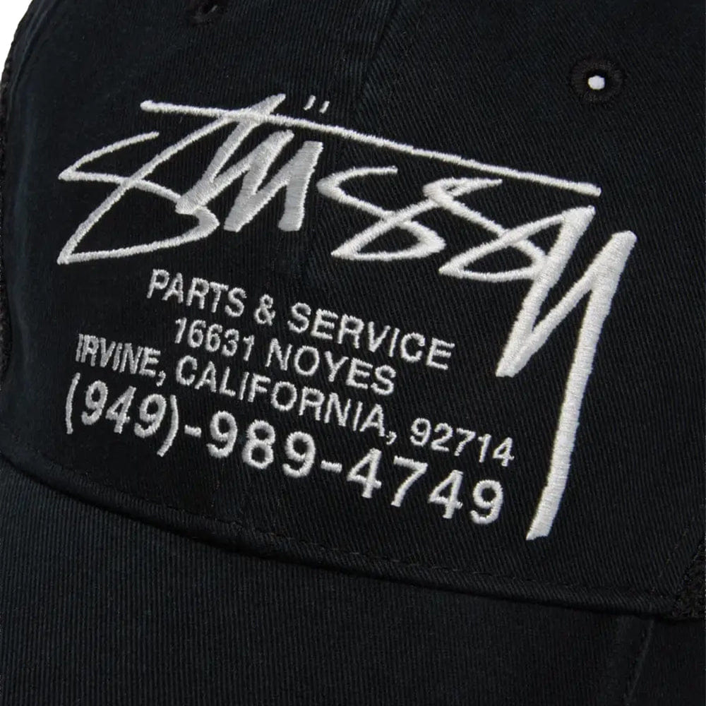 Stüssy Lp Service Mesh Strapback Cap - Black