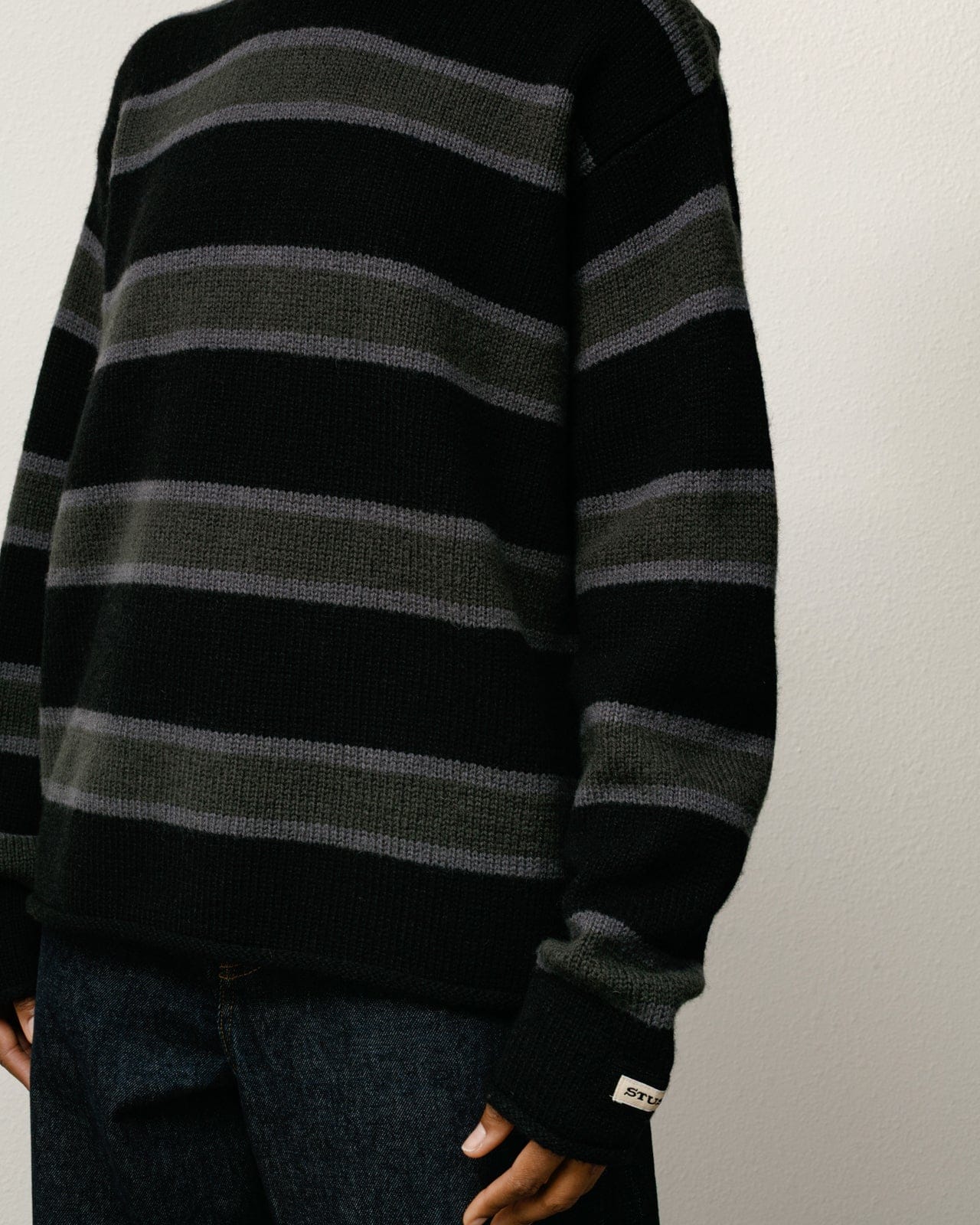 Stüssy Striped Wool Sweater - Black