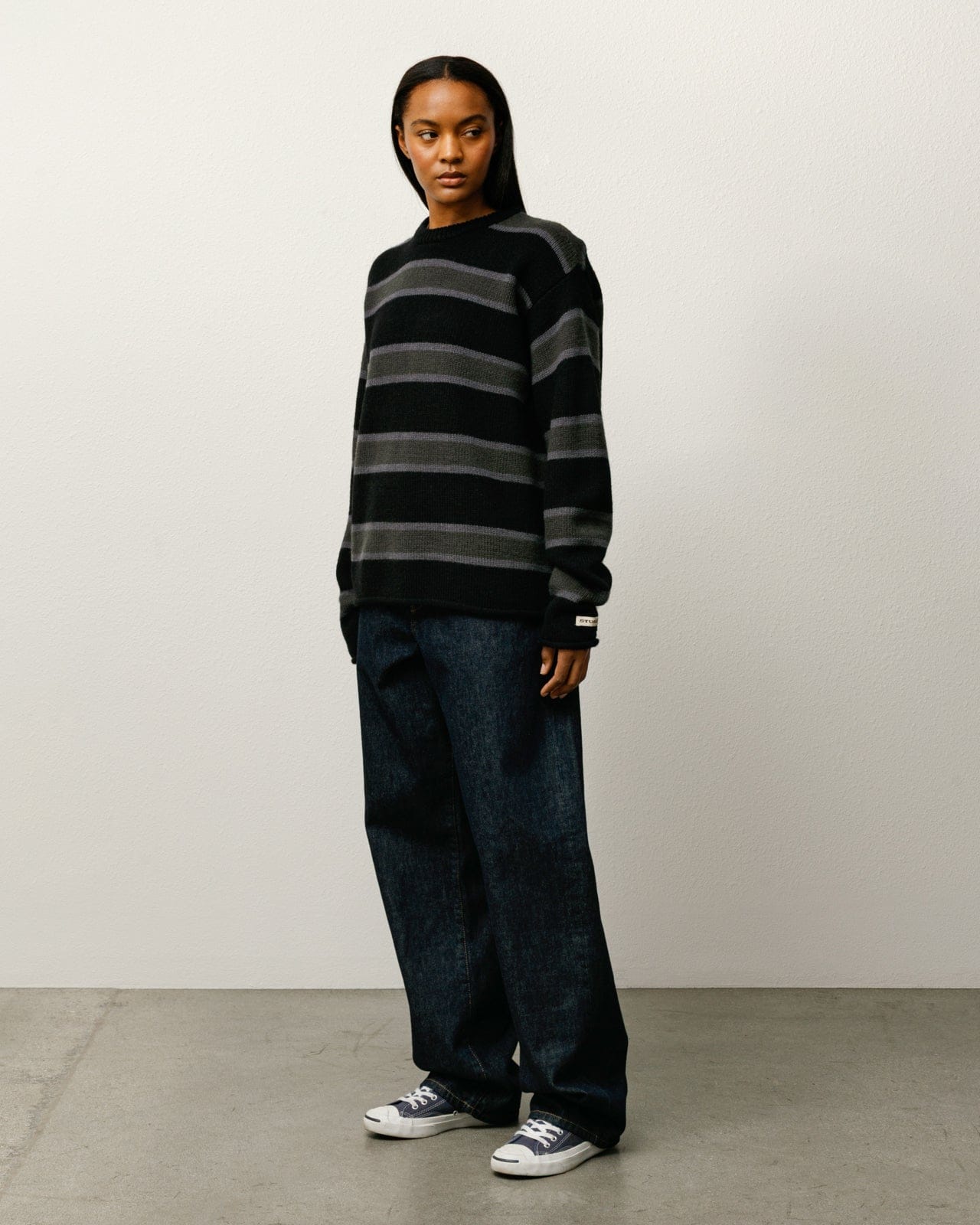 Stüssy Striped Wool Sweater - Black