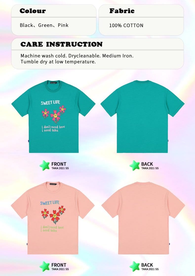 Taka Original Sweet Life Flower T-Shirt, Salmon