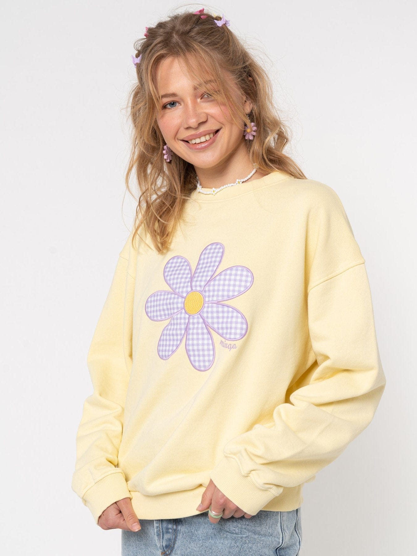 Minga London Daisy Gingham Yellow Sweater
