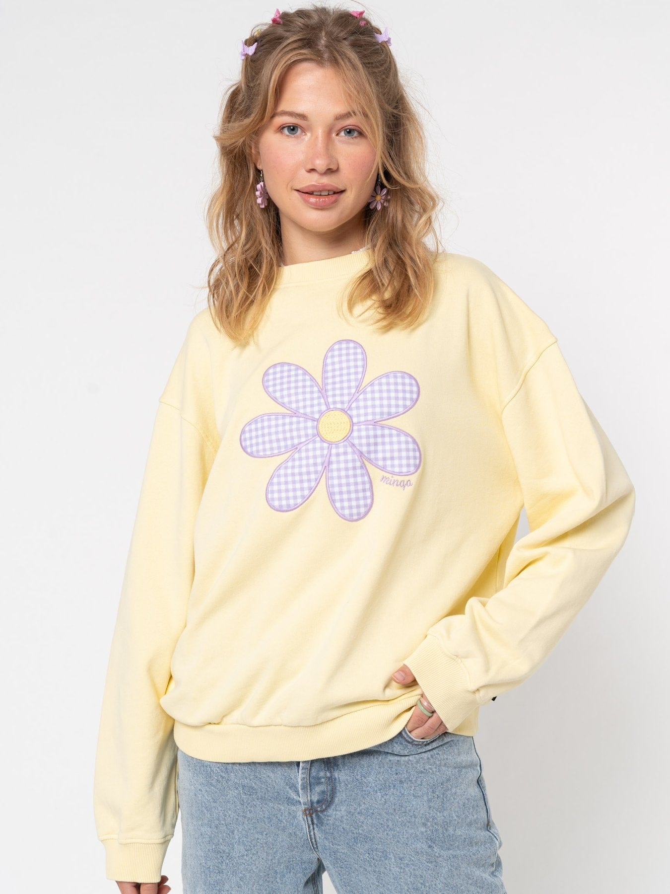 Minga London Daisy Gingham Yellow Sweater