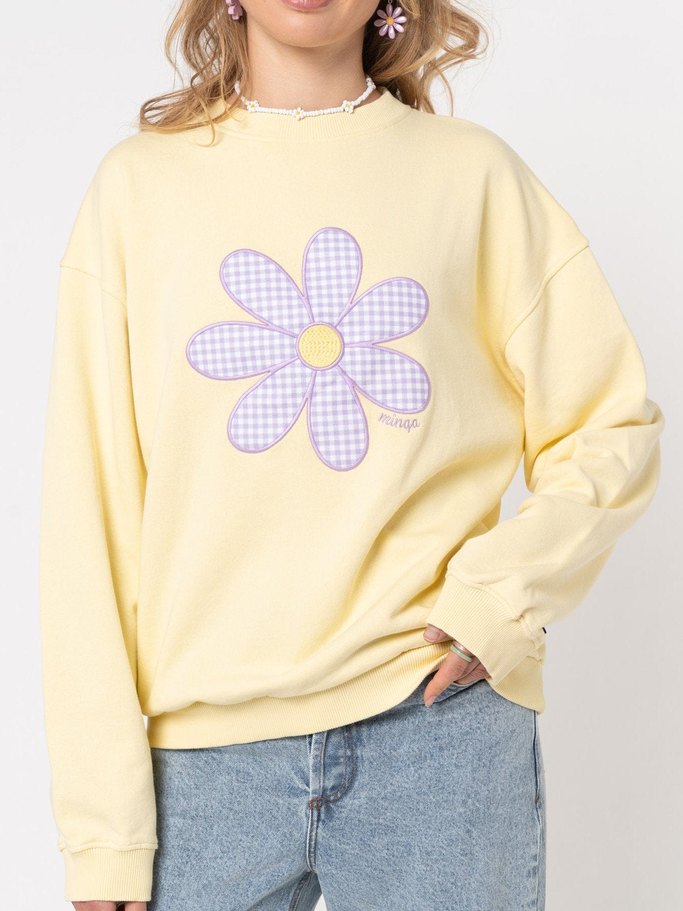 Minga London Daisy Gingham Yellow Sweater