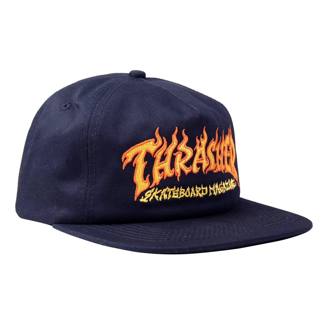 Thrasher Fire Logo Snapback, Navy