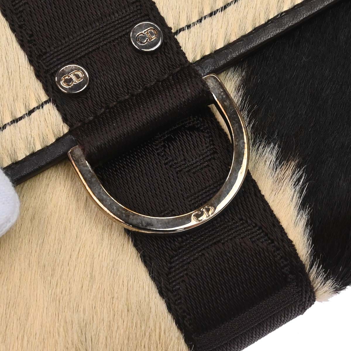 Christian Dior 2004 Ivory Brown Pony Hair Long Wallet