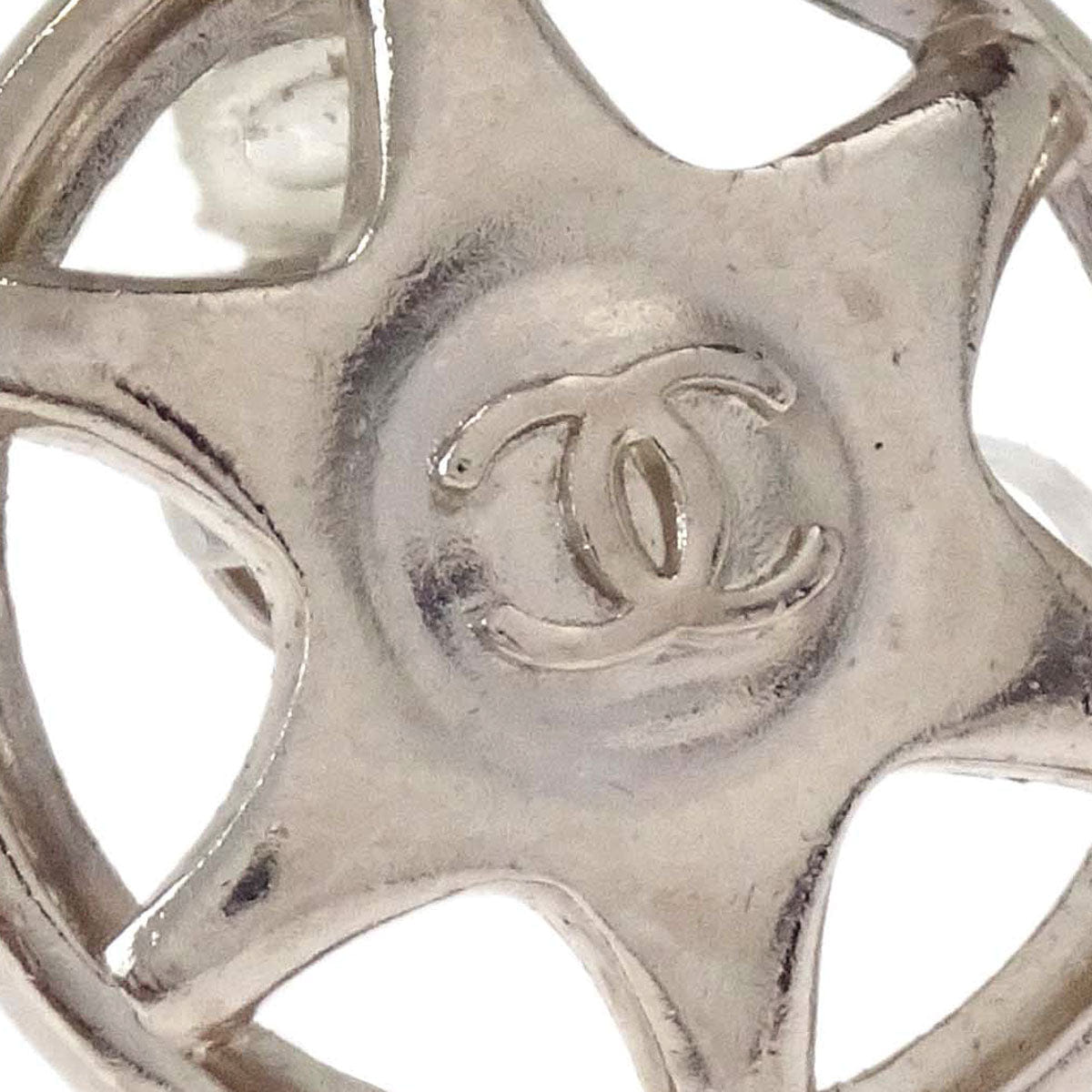 Chanel Button Clip-On Earrings Silver 97A