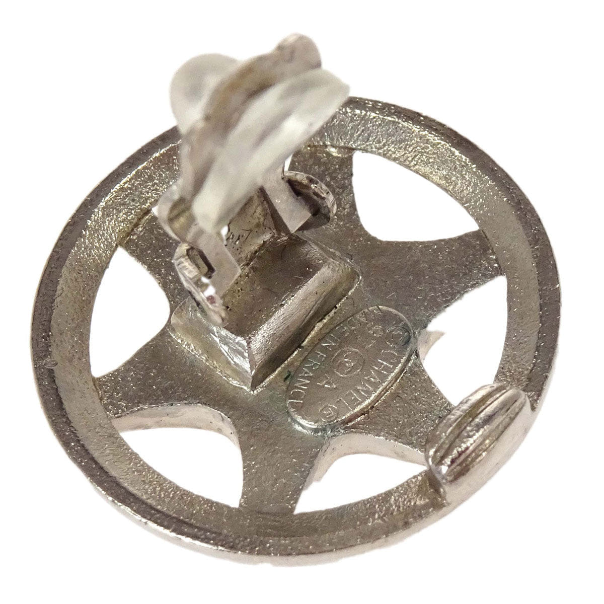 Chanel Button Clip-On Earrings Silver 97A