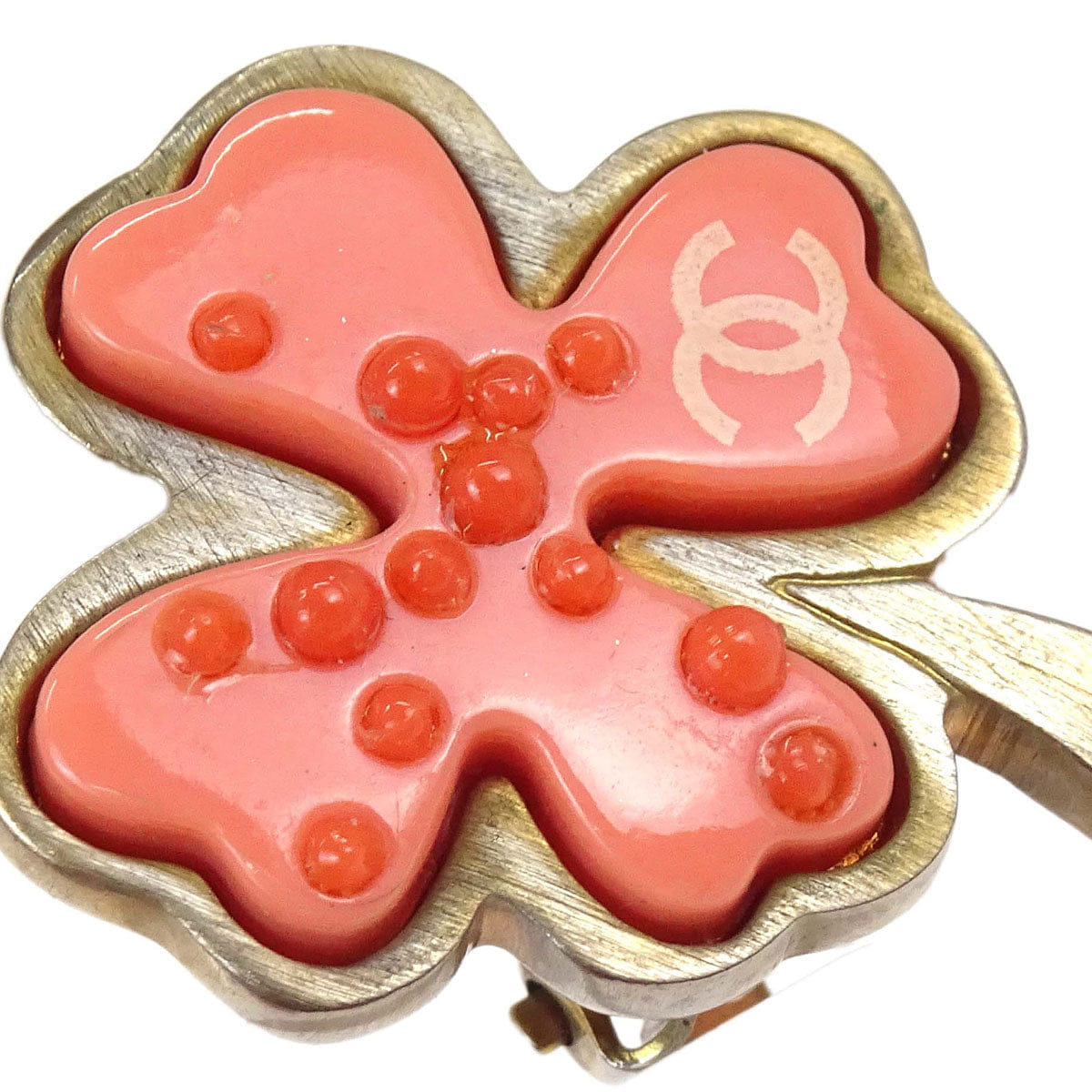 Chanel Clover Pink Clip-On Earrings 03P