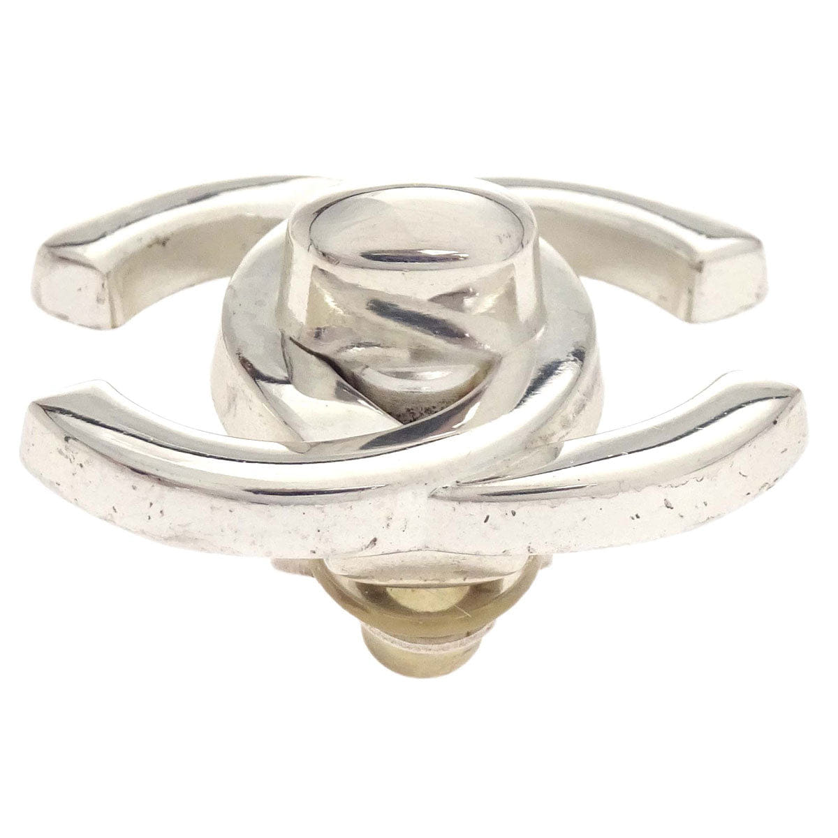 Chanel CC Turnlock Clip-On Earrings Silver Large 96P
