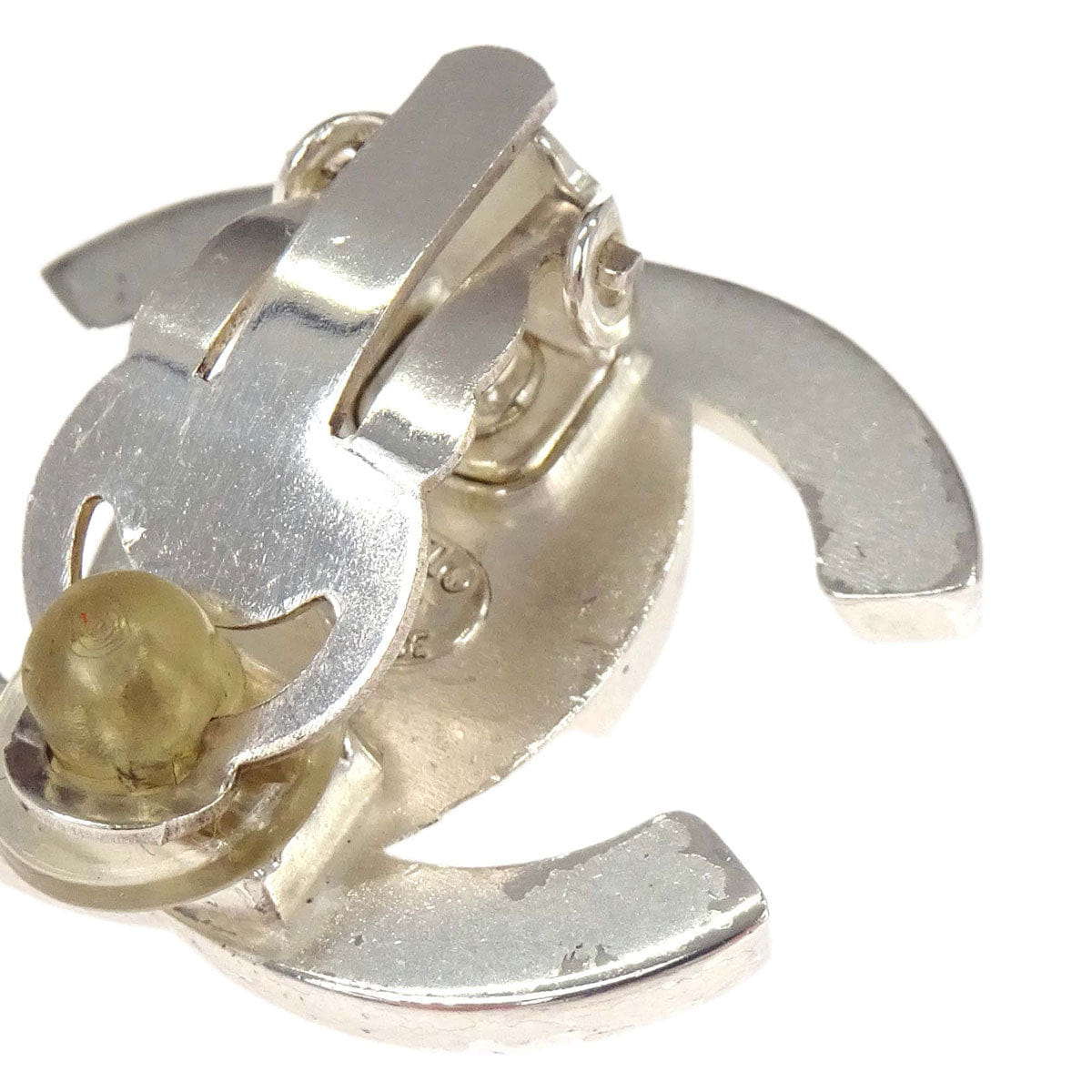 Chanel CC Turnlock Clip-On Earrings Silver Large 96P