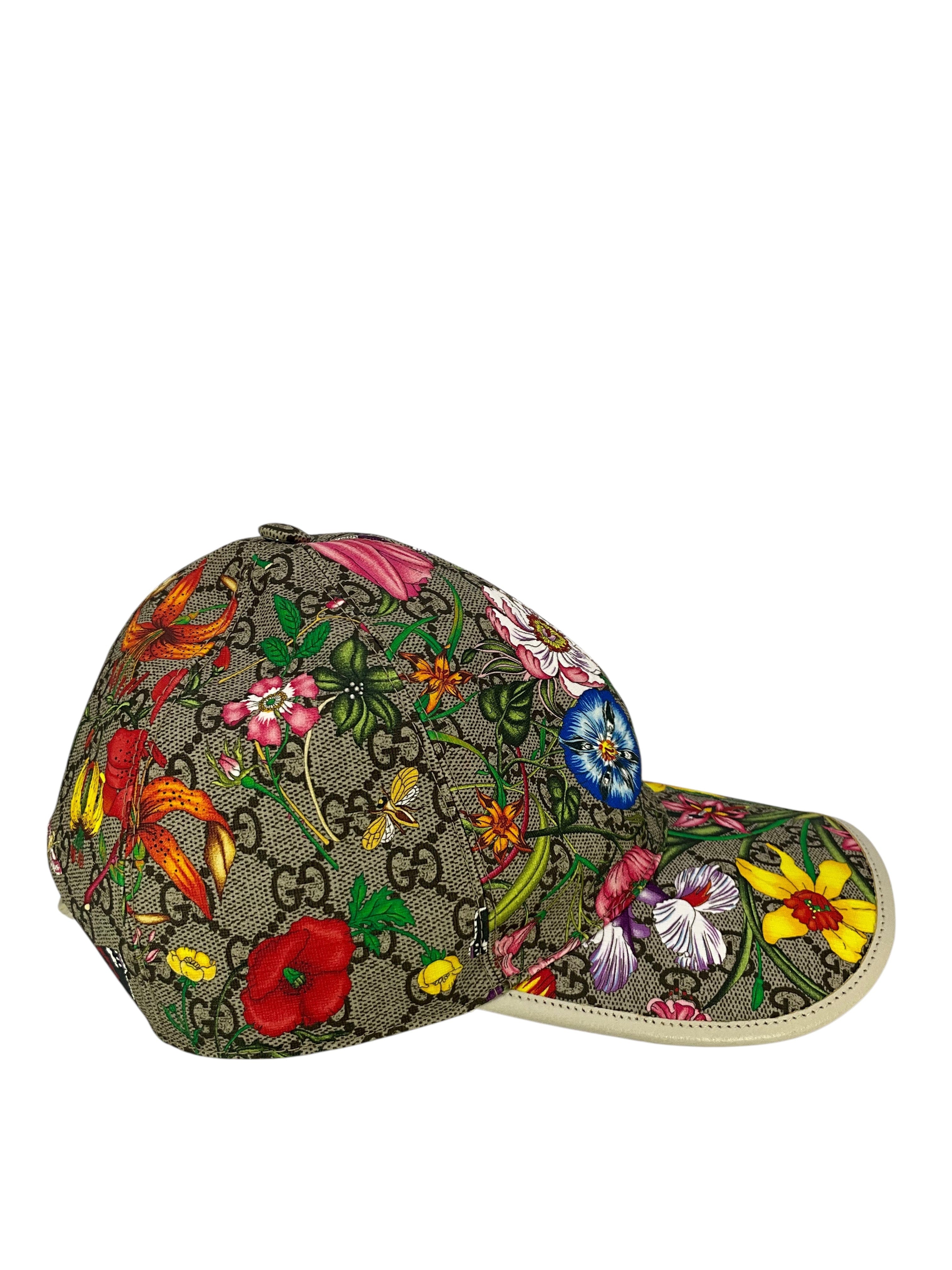 Gucci Claudia Baseball GG Supreme Flora Canvas Hat