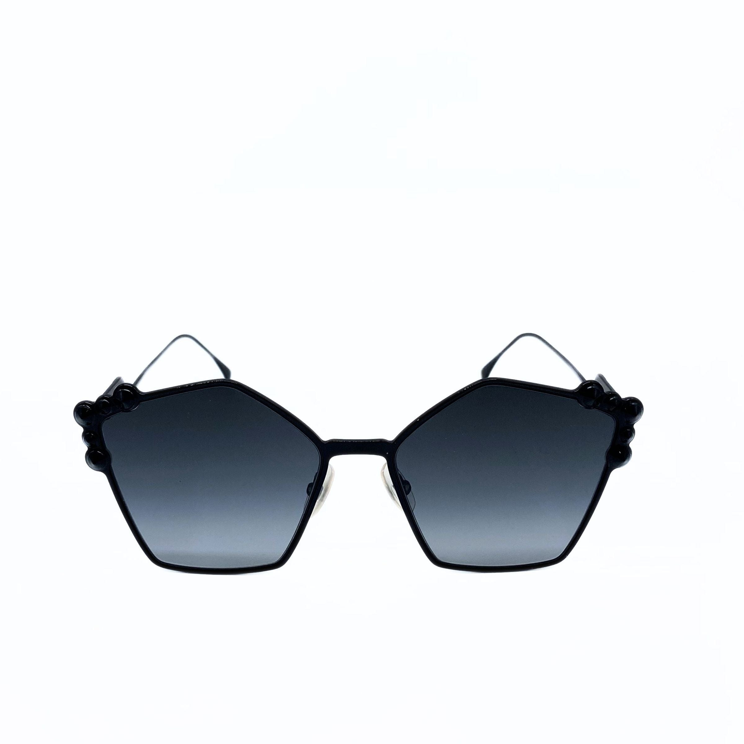 FENDI FF0261S 0261 CAN EYE Black Stud Gradient Flat Metal Sunglasses Women