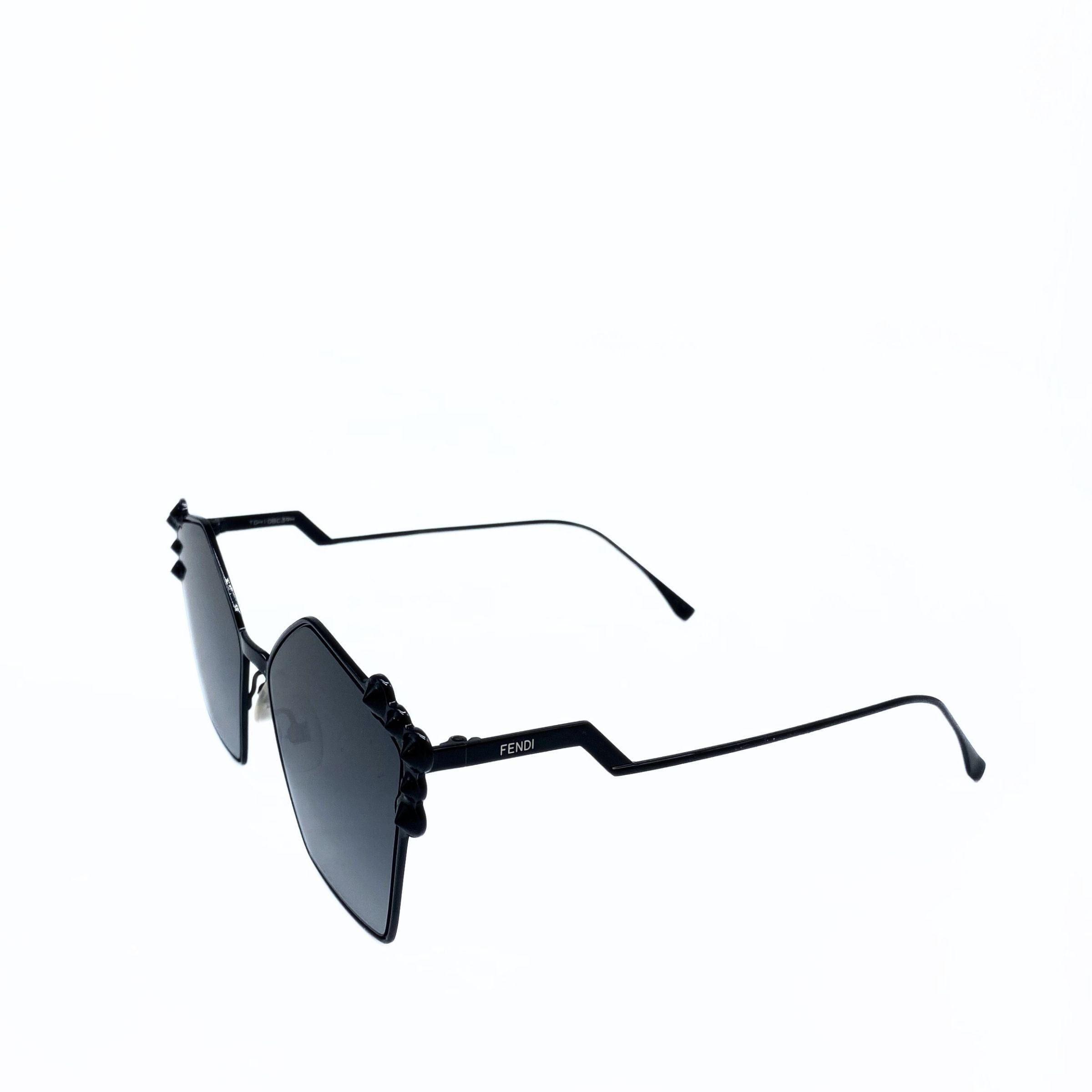 FENDI FF0261S 0261 CAN EYE Black Stud Gradient Flat Metal Sunglasses Women
