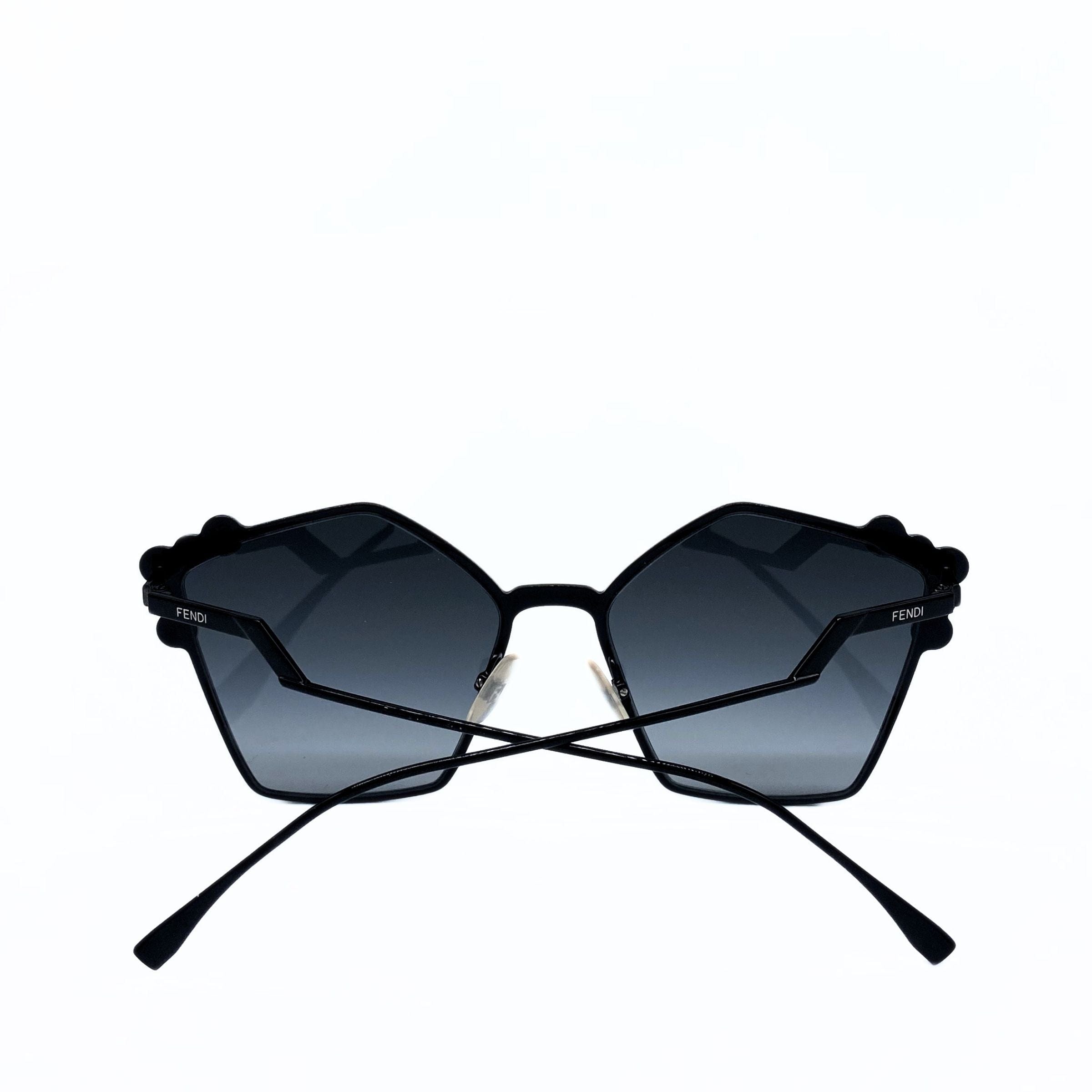 FENDI FF0261S 0261 CAN EYE Black Stud Gradient Flat Metal Sunglasses Women