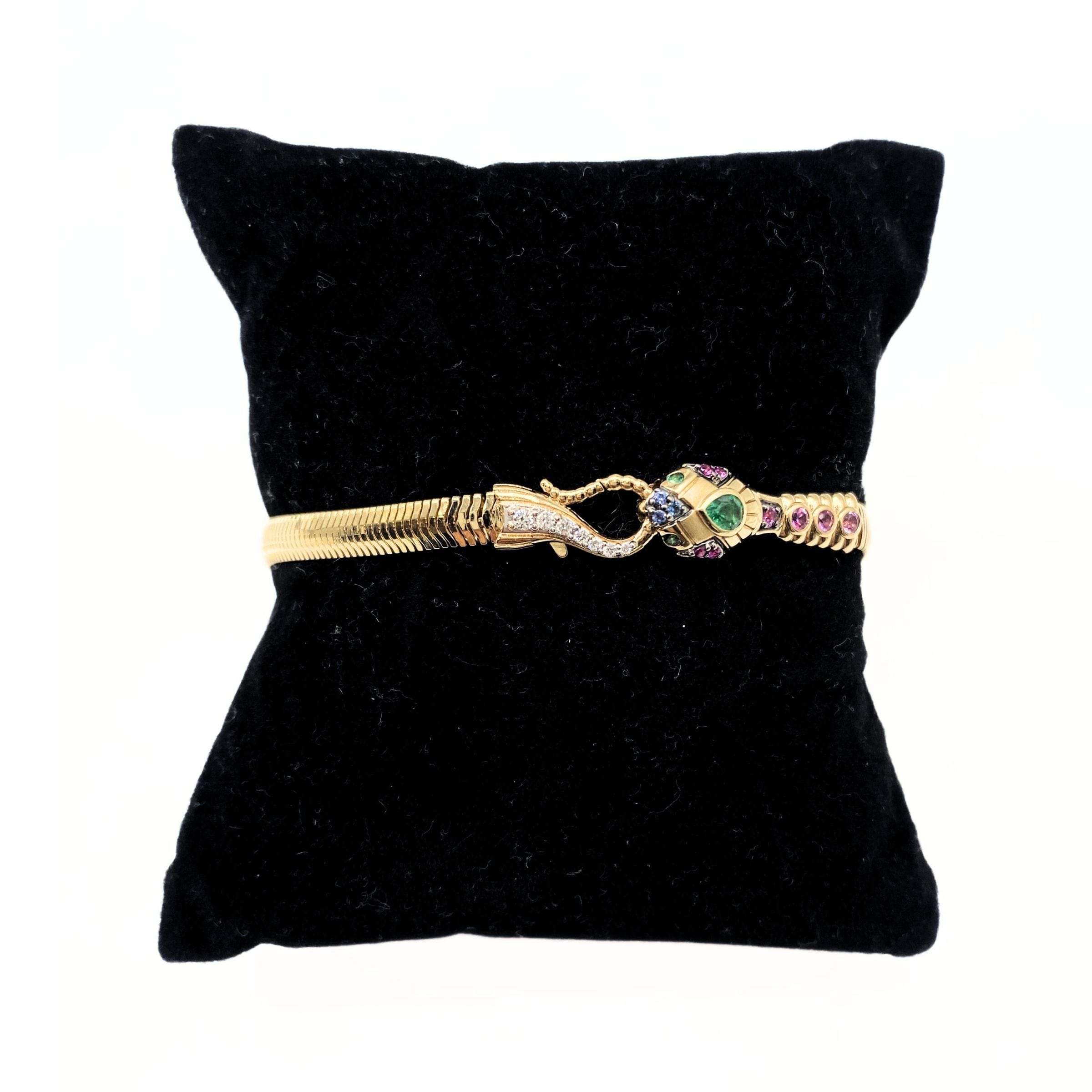 Three Stories 18K Gold and Diamonds Flip Snake Chain Bracelet