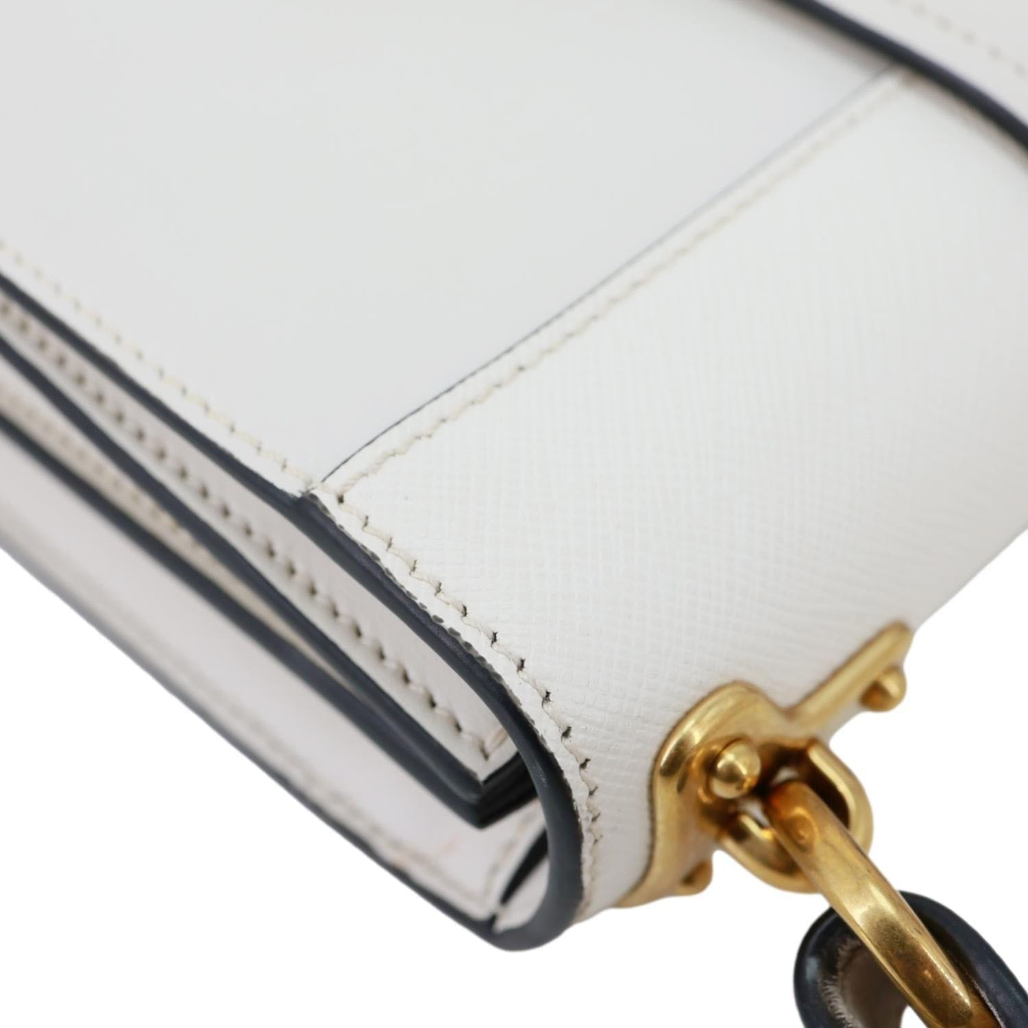 PRADA Cahier Large Soft Glace Calfskin Leather Shoulder Bag White
