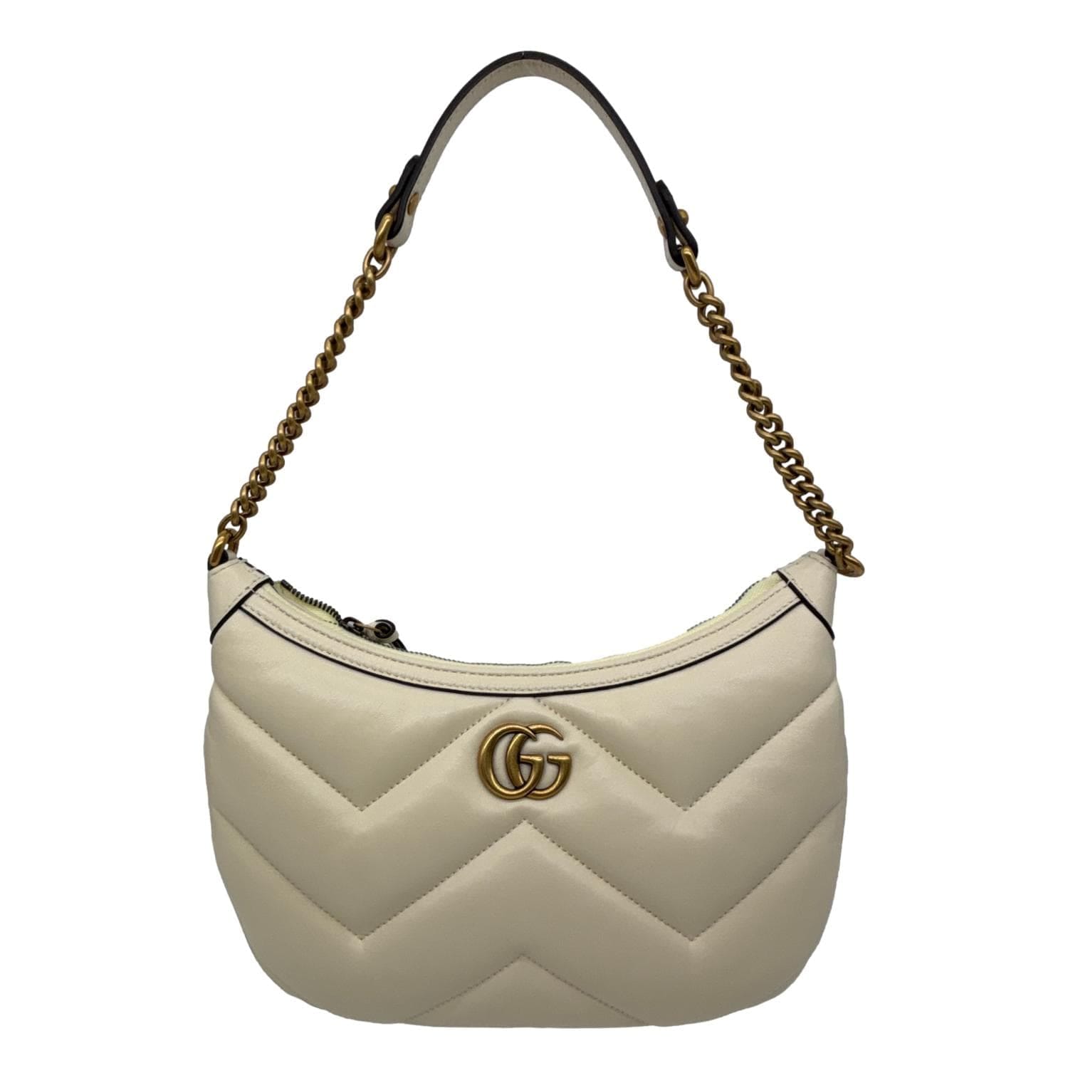 GUCCI GG Marmont Leather Shoulder Bag White 777263