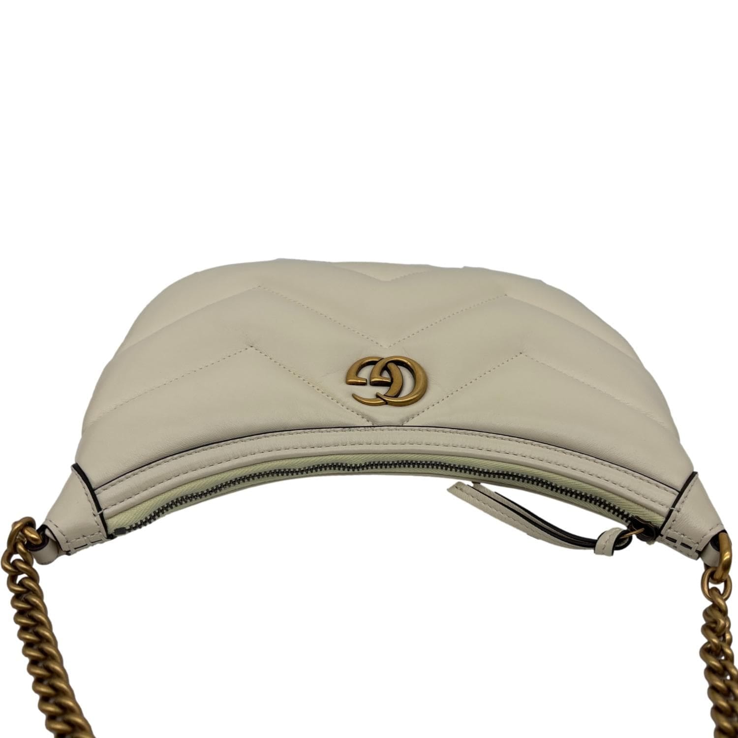 GUCCI GG Marmont Leather Shoulder Bag White 777263