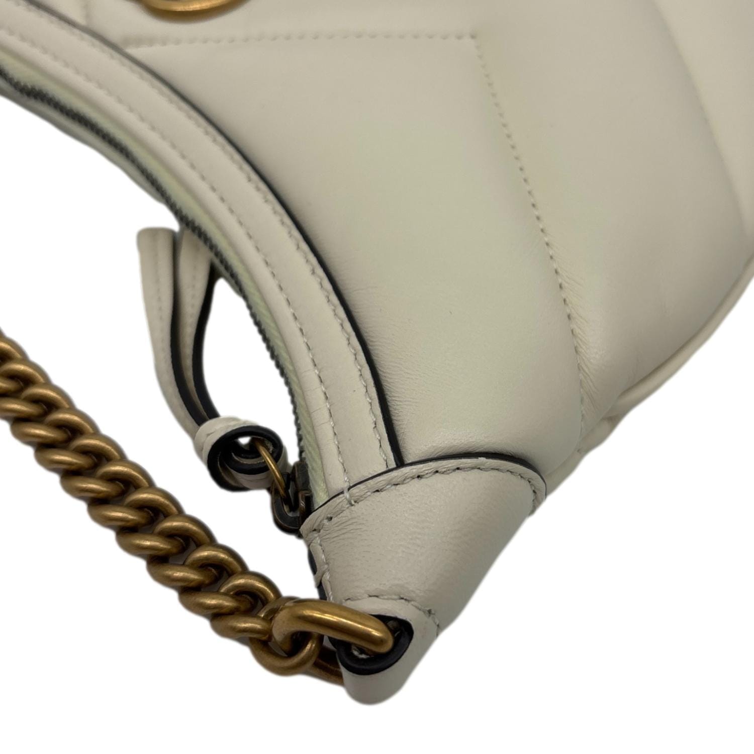 GUCCI GG Marmont Leather Shoulder Bag White 777263