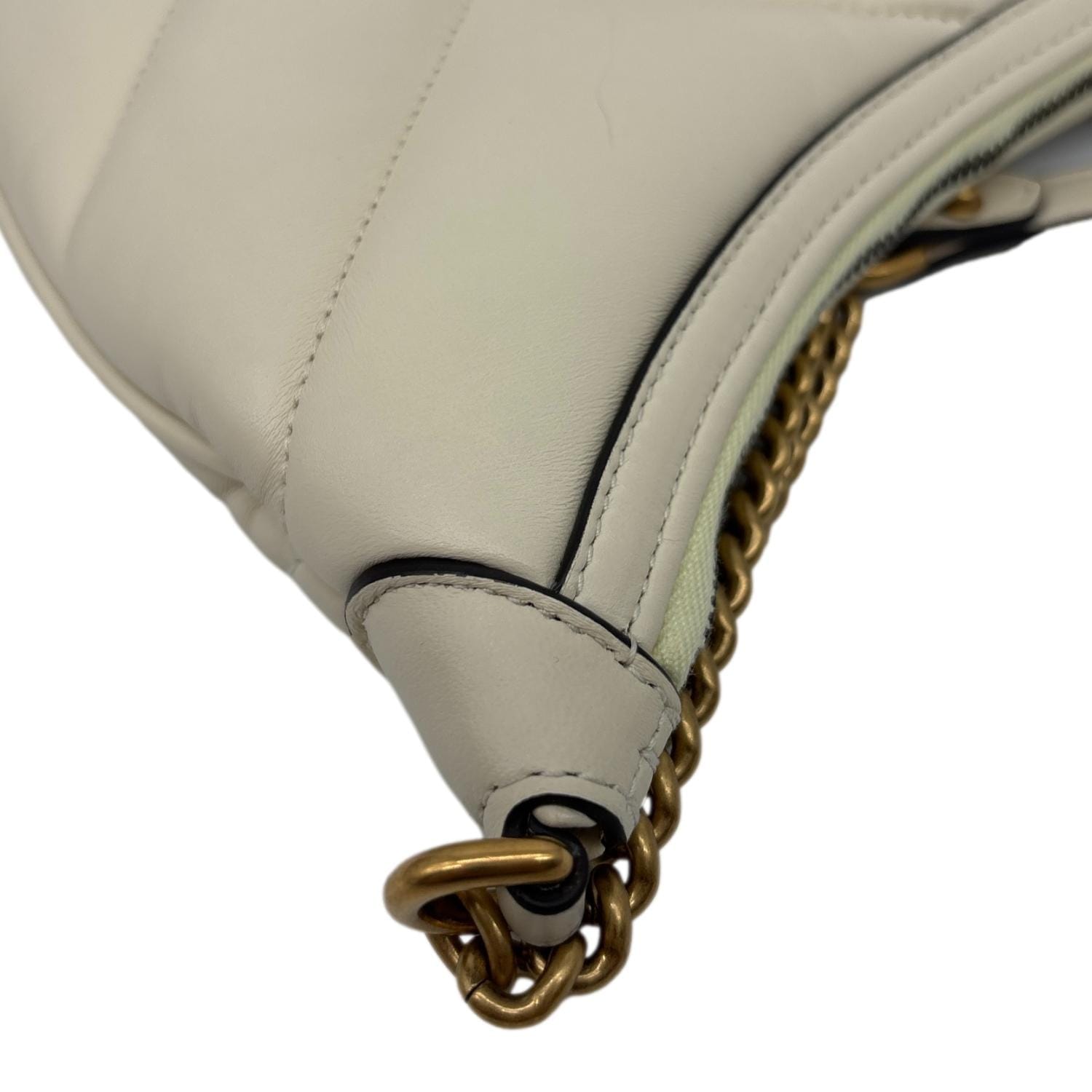 GUCCI GG Marmont Leather Shoulder Bag White 777263
