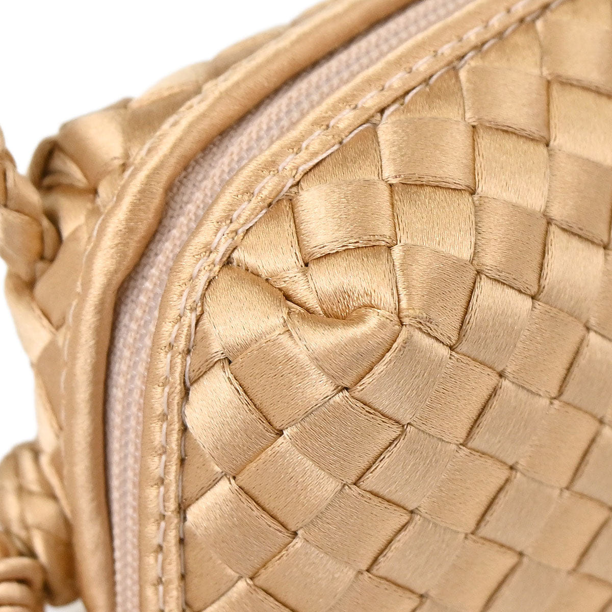 Bottega Veneta Beige Satin Intrecciato Shoulder Bag