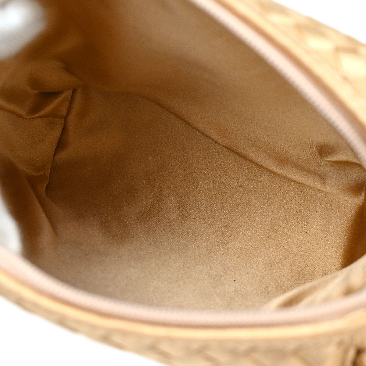 Bottega Veneta Beige Satin Intrecciato Shoulder Bag