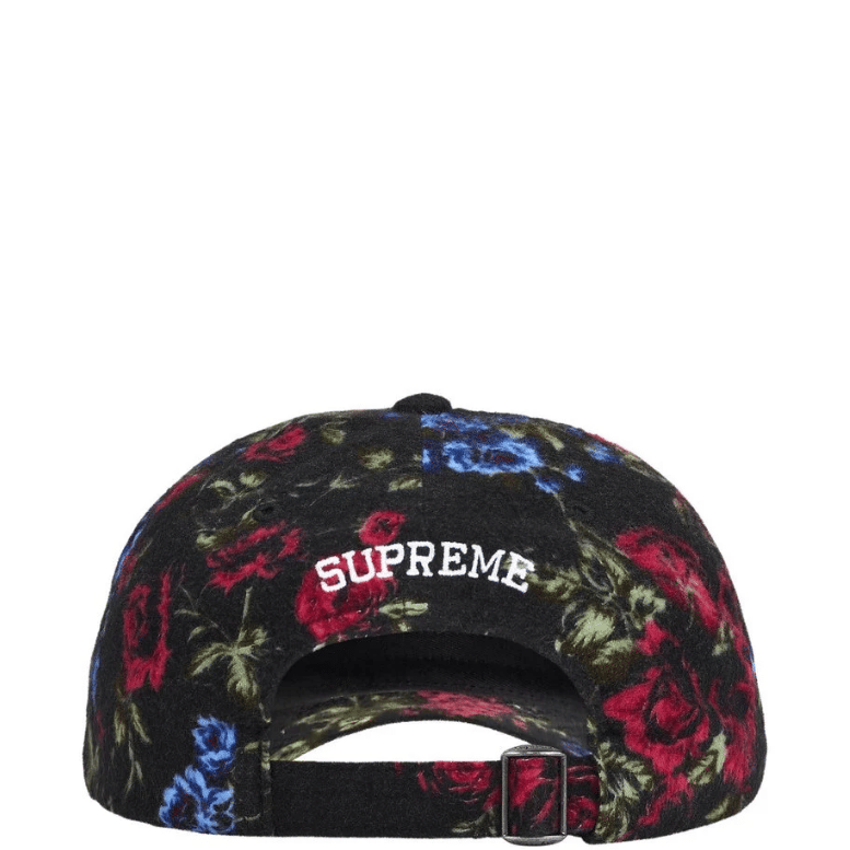 SUPREME FLORAL FLANNEL BLACK 6-PANEL CAP