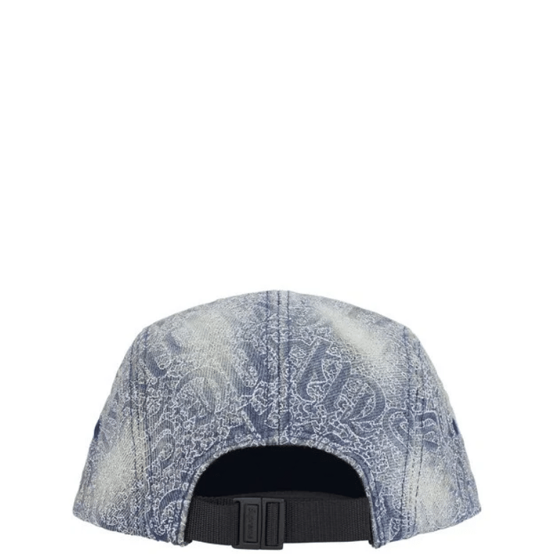 SUPREME STITCHED OLD ENGLISH DENIM BLUE CAMP CAP