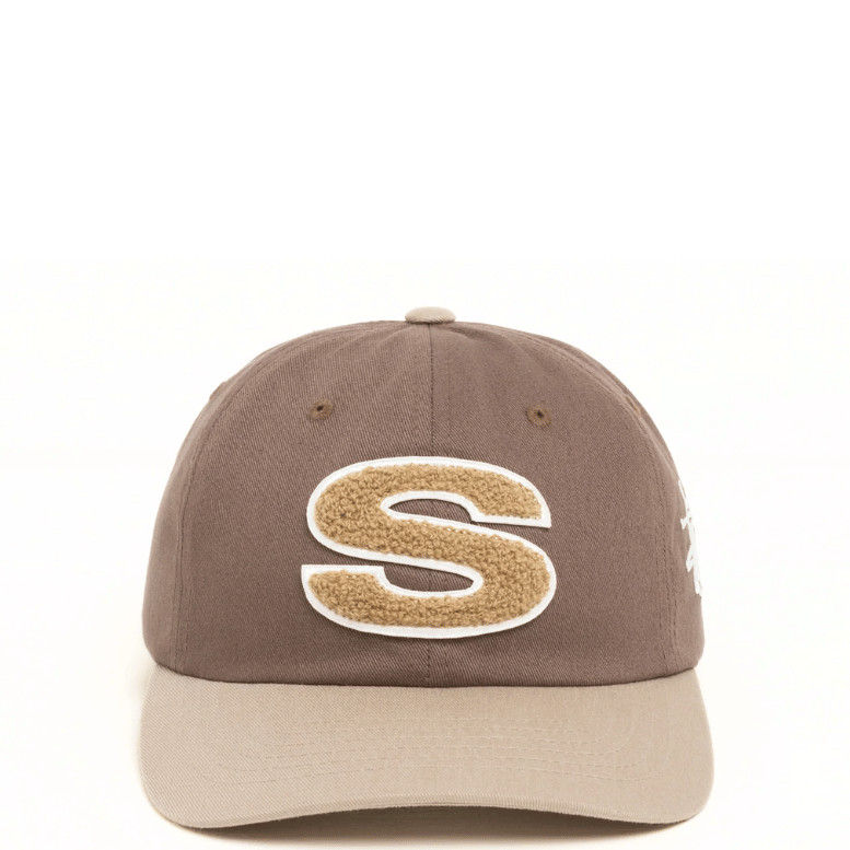 STUSSY LOW PRO CHENILLE S STRAPBACK BROWN CAP