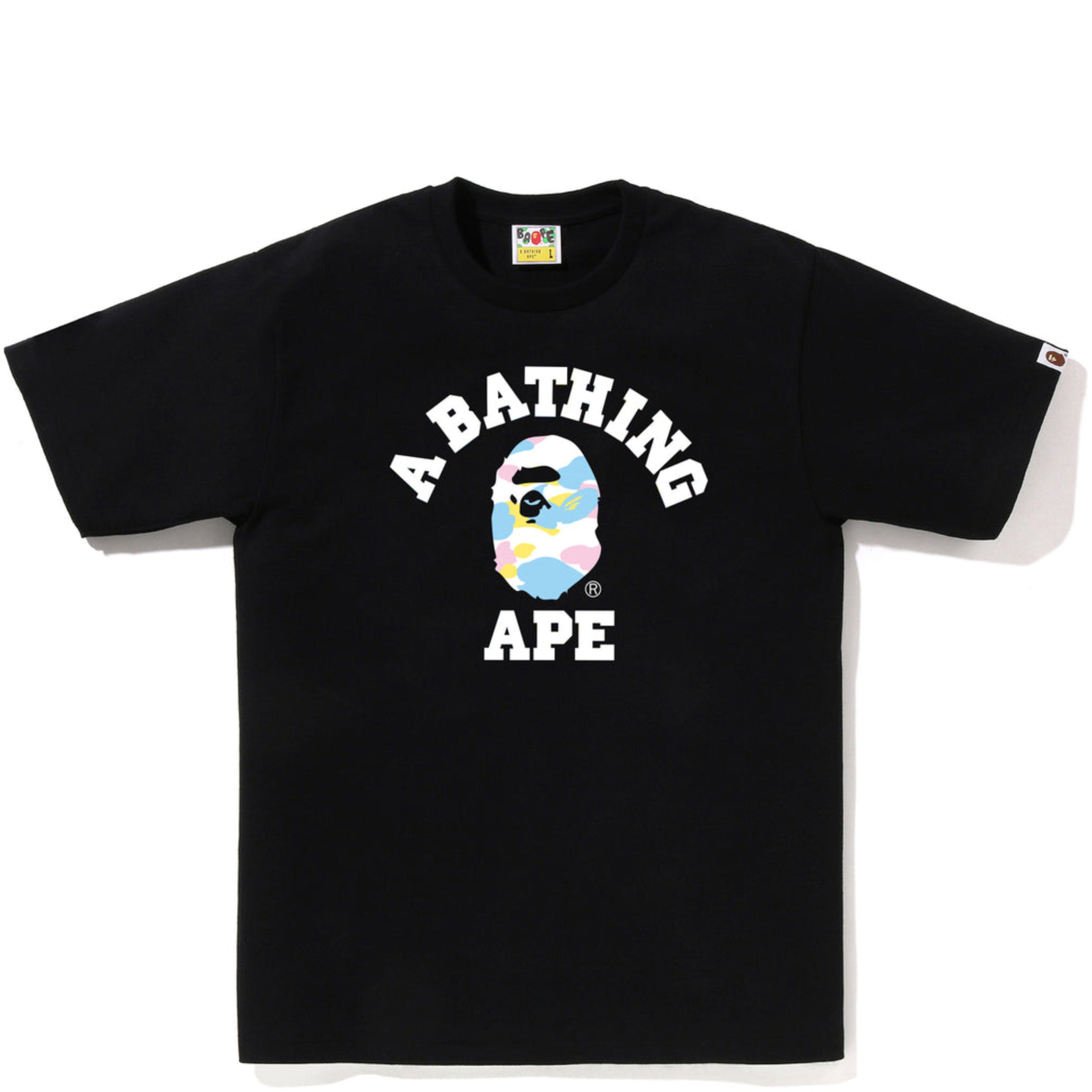 BAPE NEW MULTI CAMO COLLEGE BLACK TEE