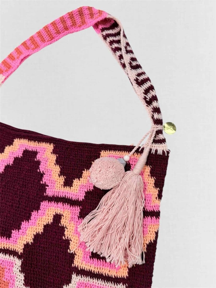 AMONG EQUALS Hibiscus Pink Multicolor Shoulder Bag