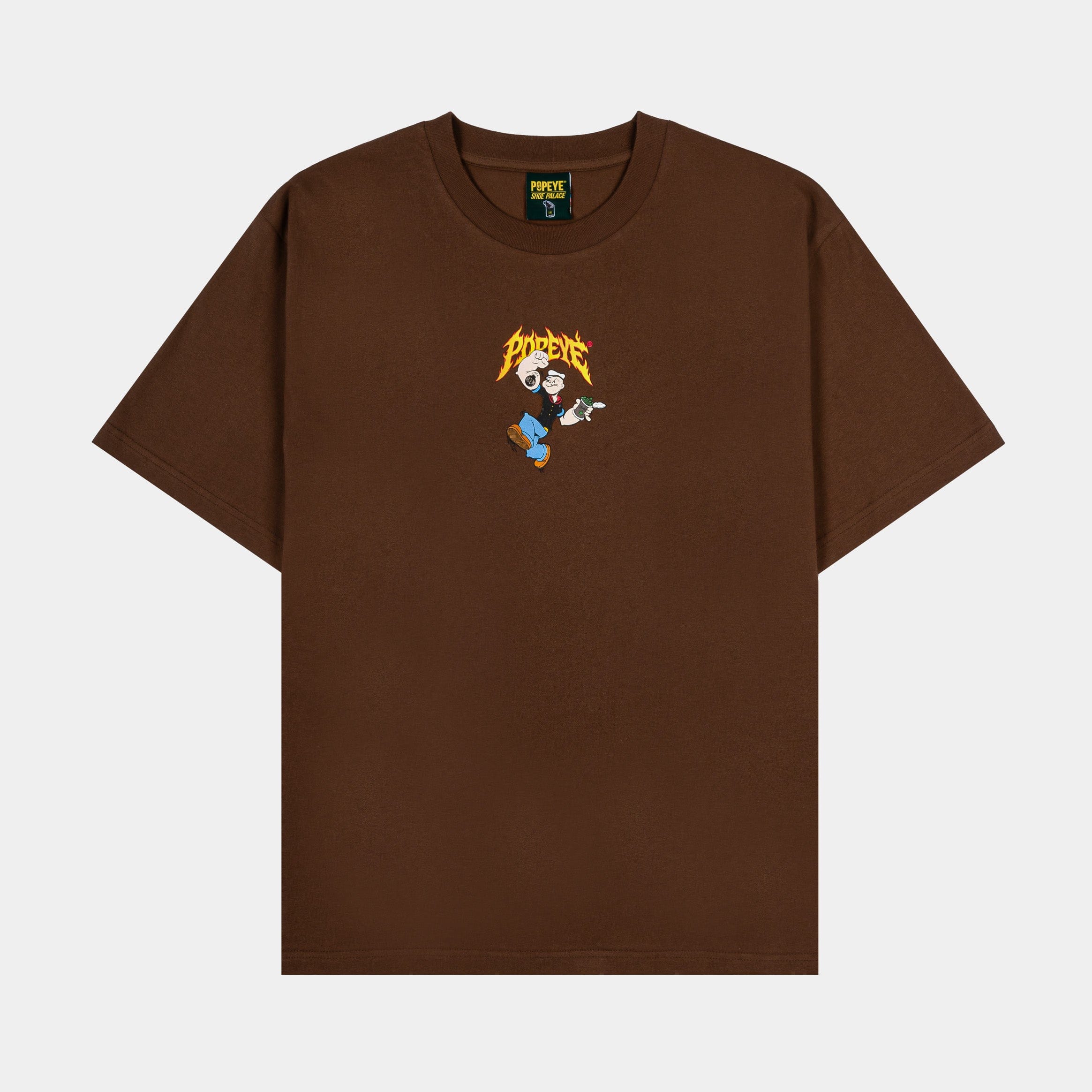 POPEYE X SP SP x Popeye Flames Mens Short Sleeve Shirt (Brown/Yellow)