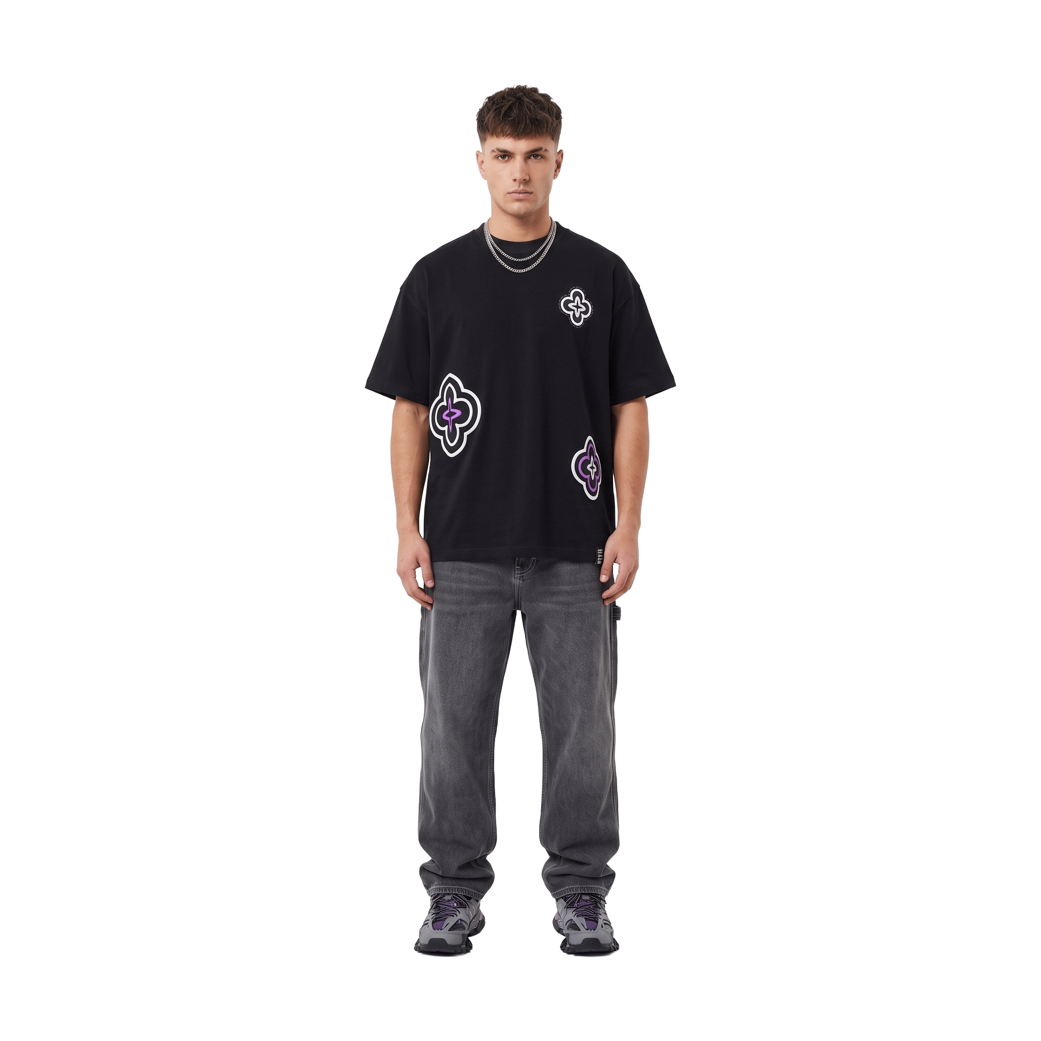 GOODBRAND Foamed Floral Rhinestone Tee Black (SS26)