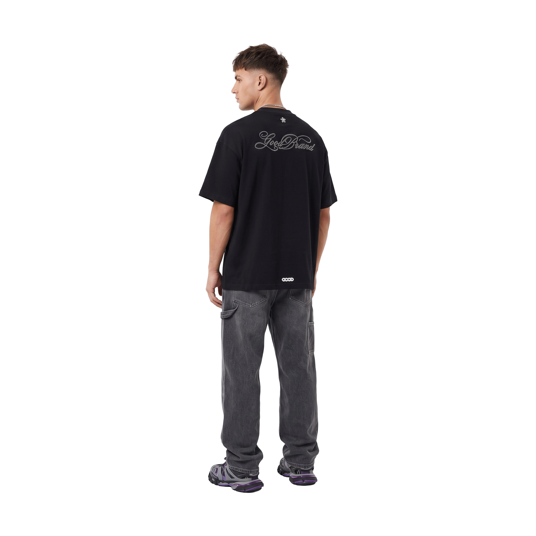 GOODBRAND Foamed Floral Rhinestone Tee Black (SS26)