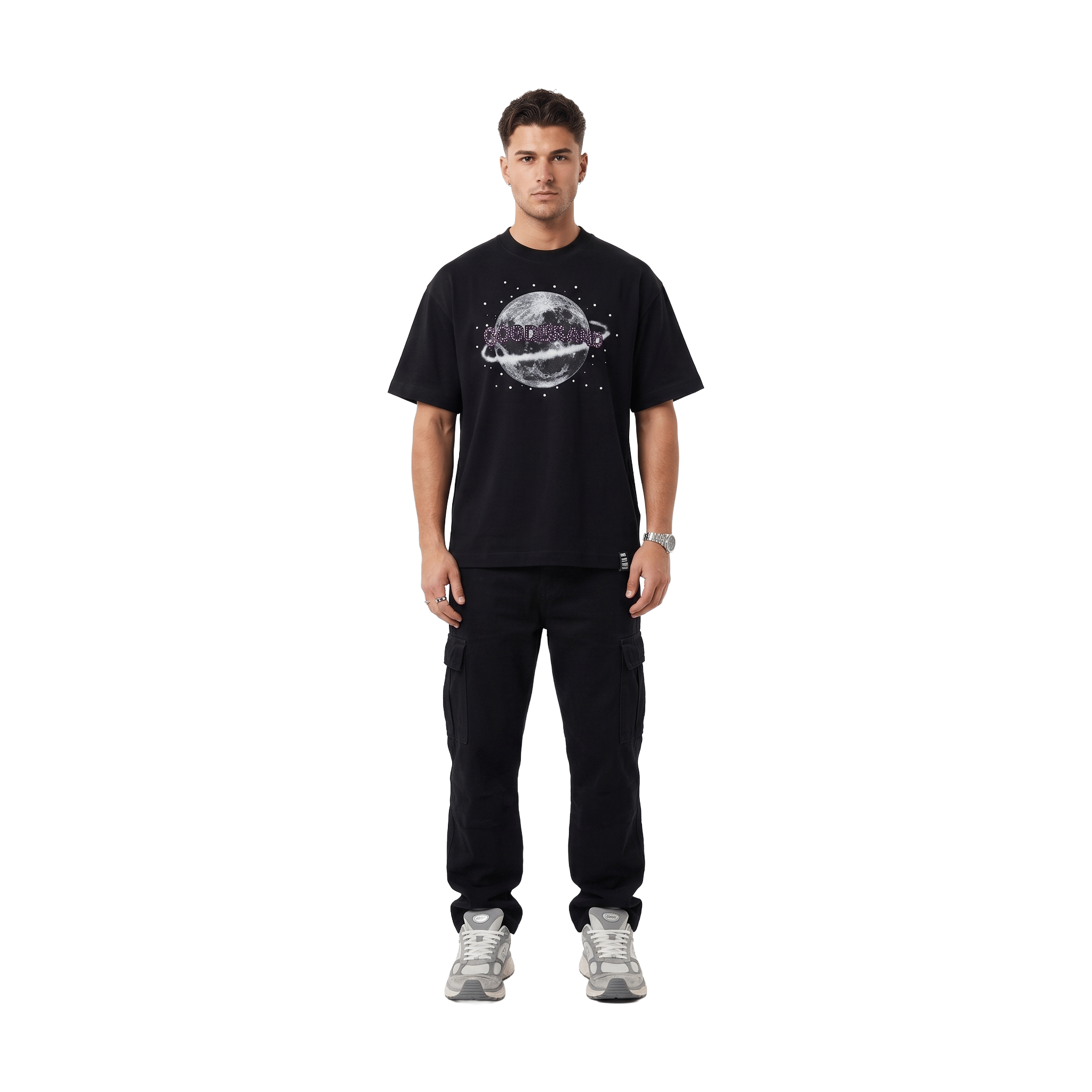 GOODBRAND Moon Shaped Rhinestone Tee Black (SS26)