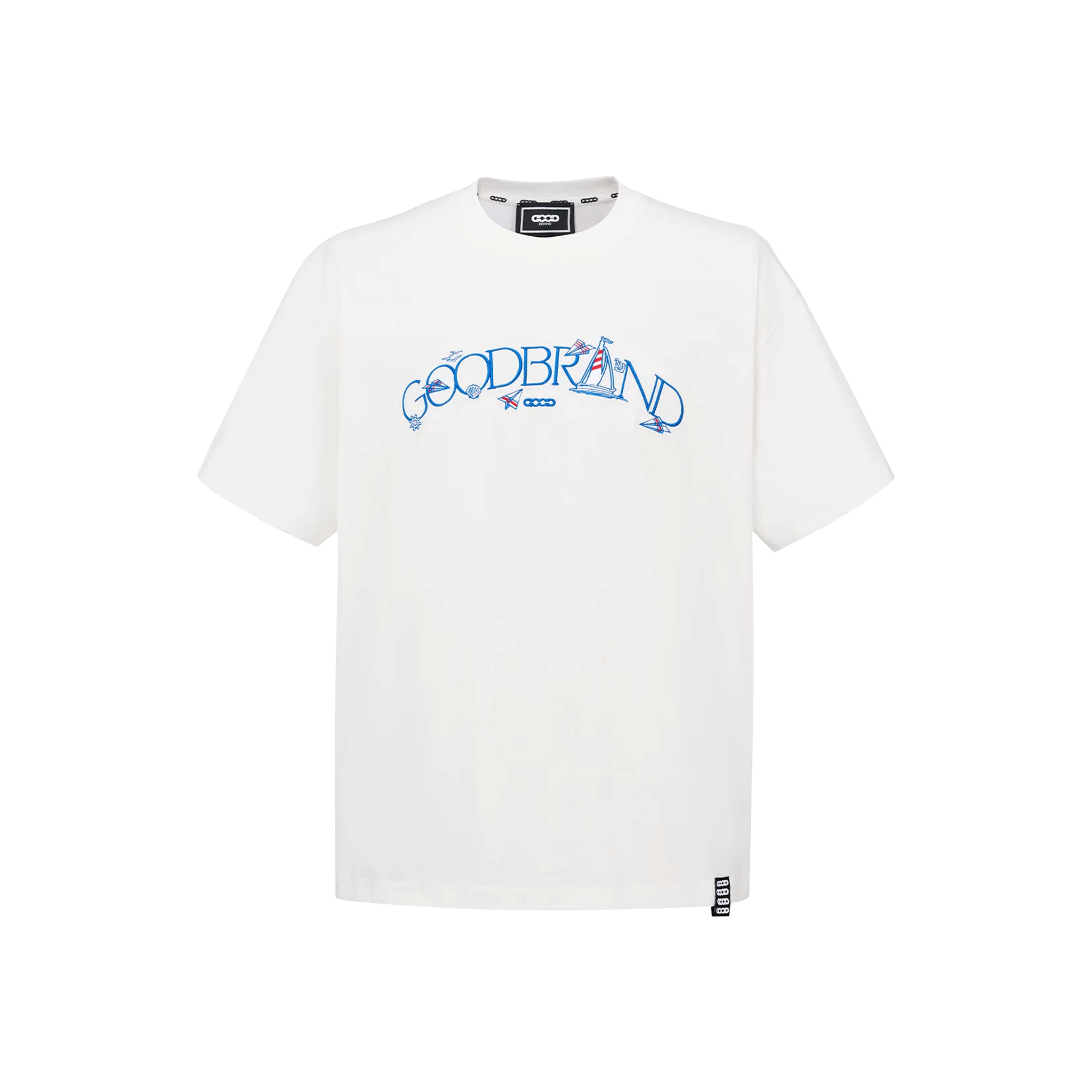 GOODBRAND Around the World Embroidered S/S Tee White (SS26)
