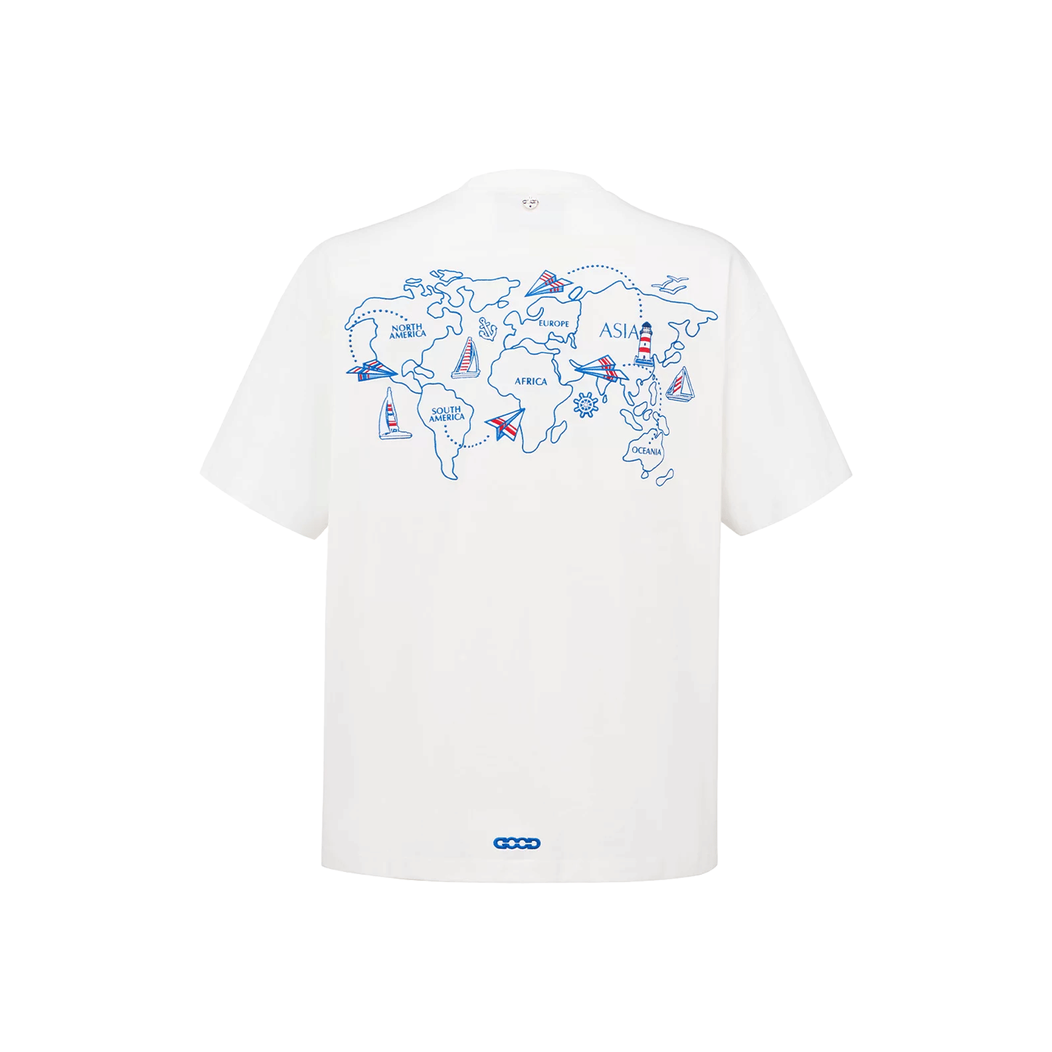 GOODBRAND Around the World Embroidered S/S Tee White (SS26)