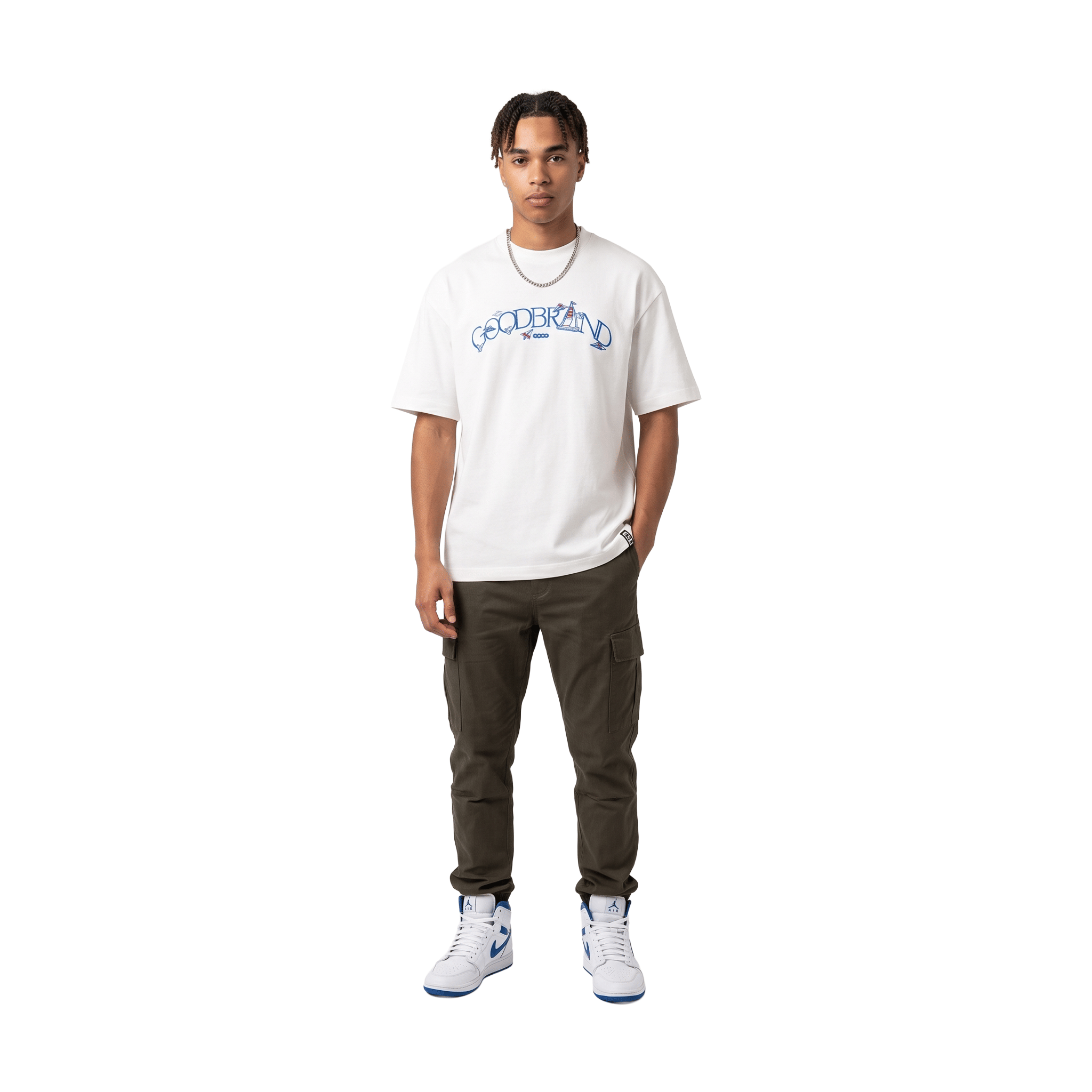 GOODBRAND Around the World Embroidered S/S Tee White (SS26)